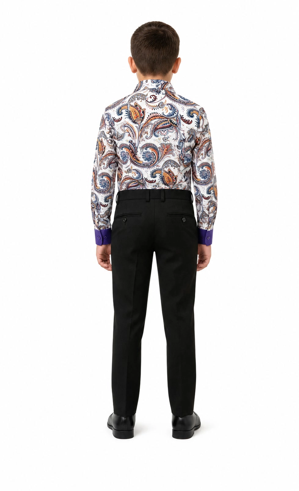 Elie Balleh Boys Slim Fit Paisley Dress Shirt