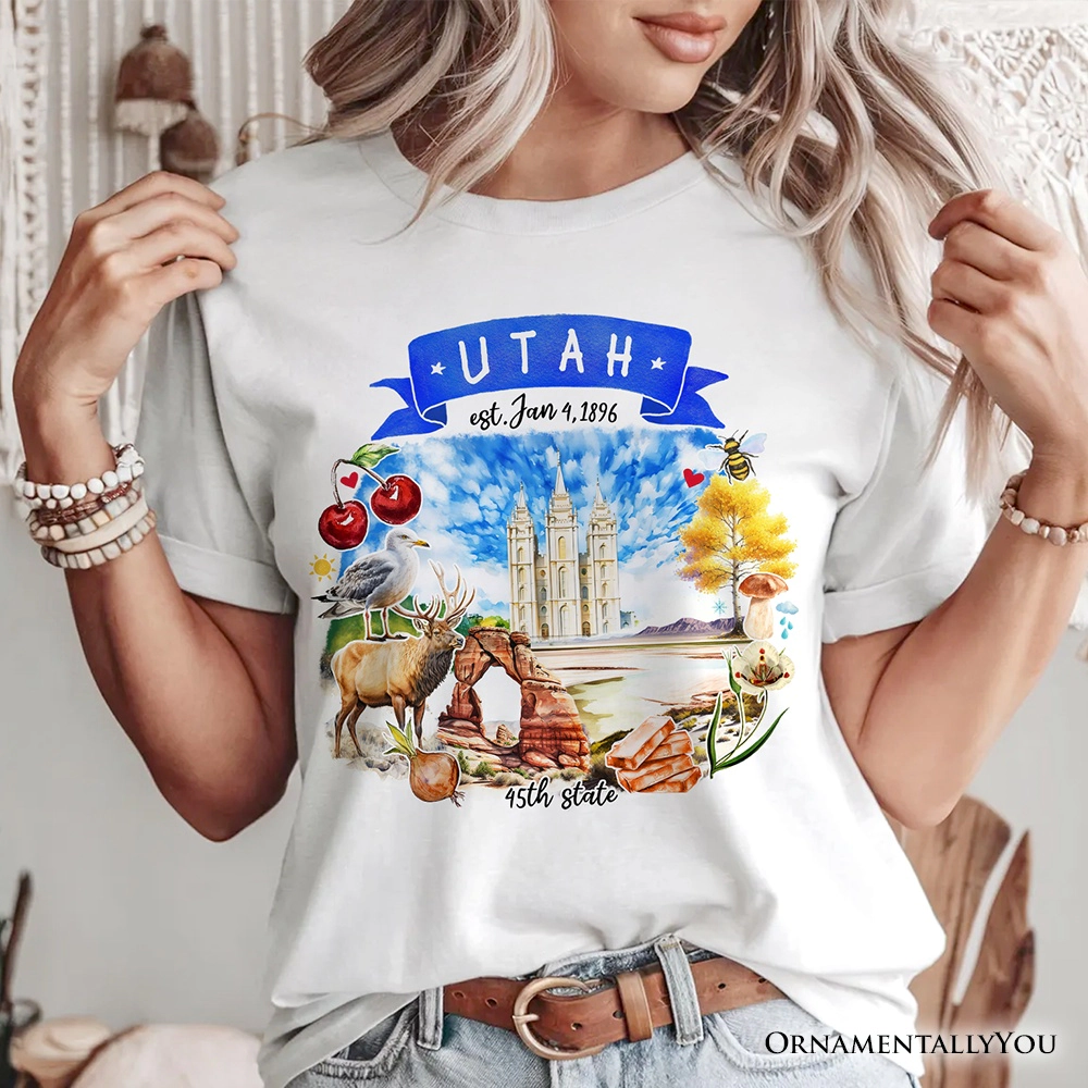 OrnamentallyYou Unisex Artistic Utah State Themes And Landmarks T-Shirt