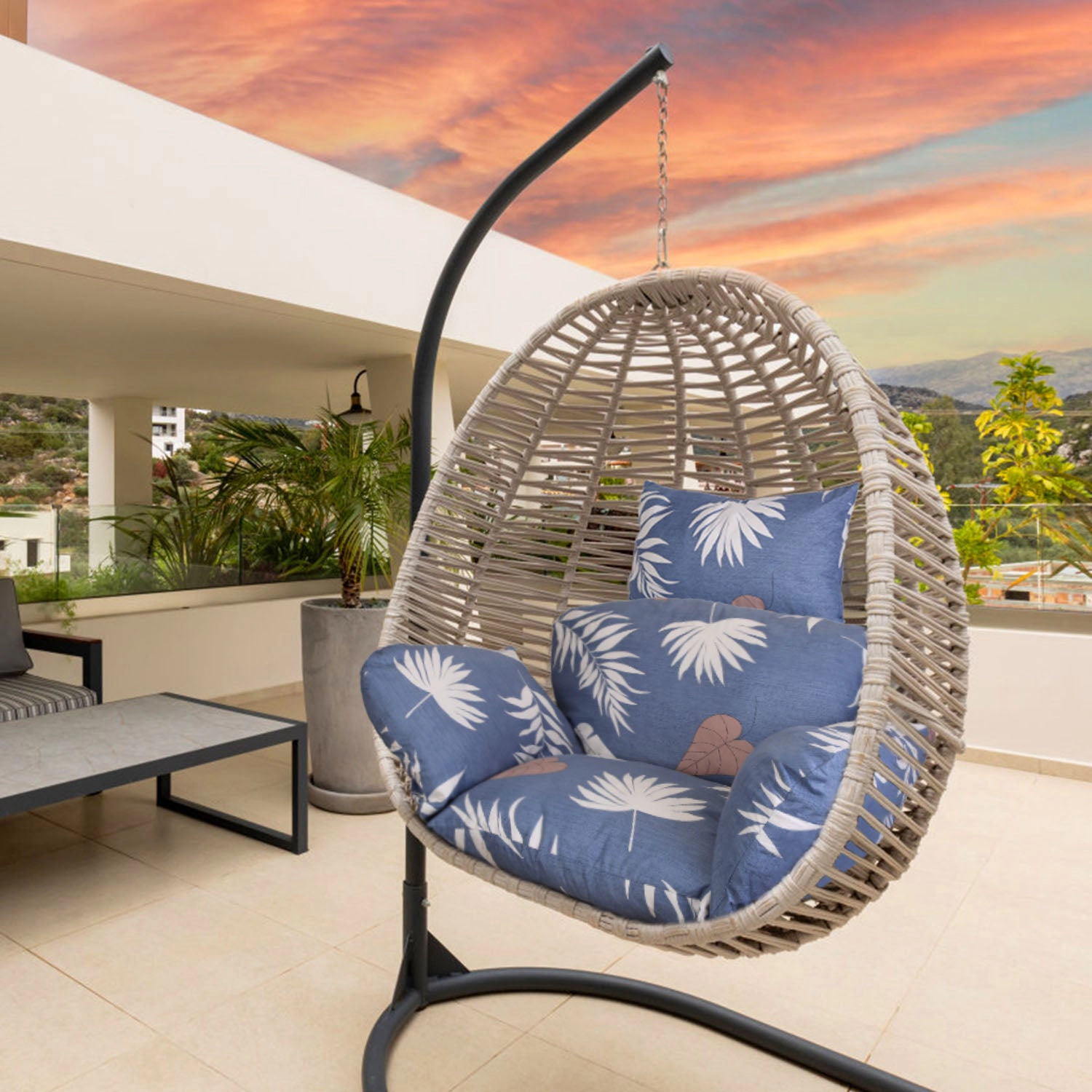 GBruno Thickened Egg Chair Cushion With Headrest
