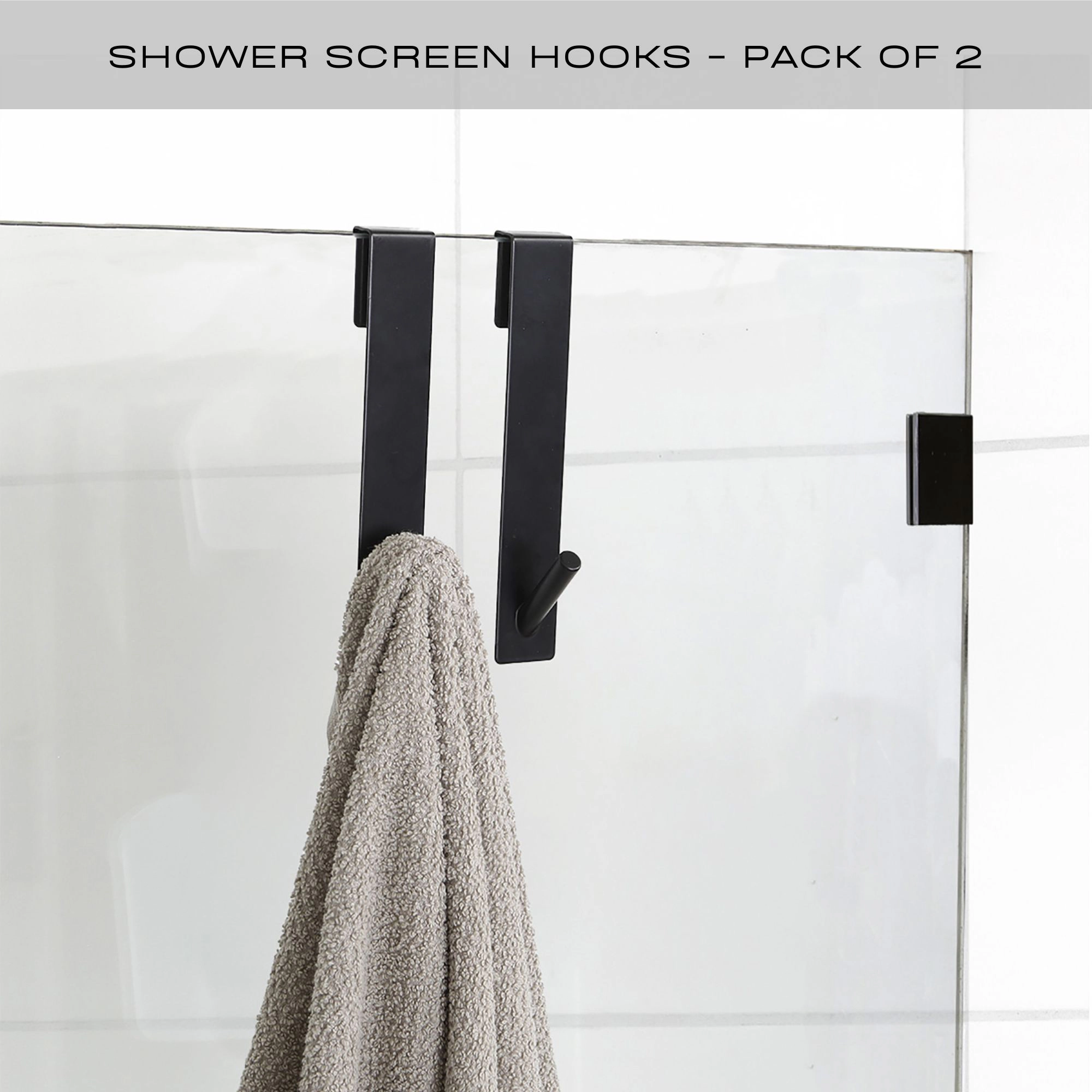 Evideco French Home Goods Stainless Steel Over-Glass Shower Hooks Set of 2 - For Frameless Glass Doors 0.6
