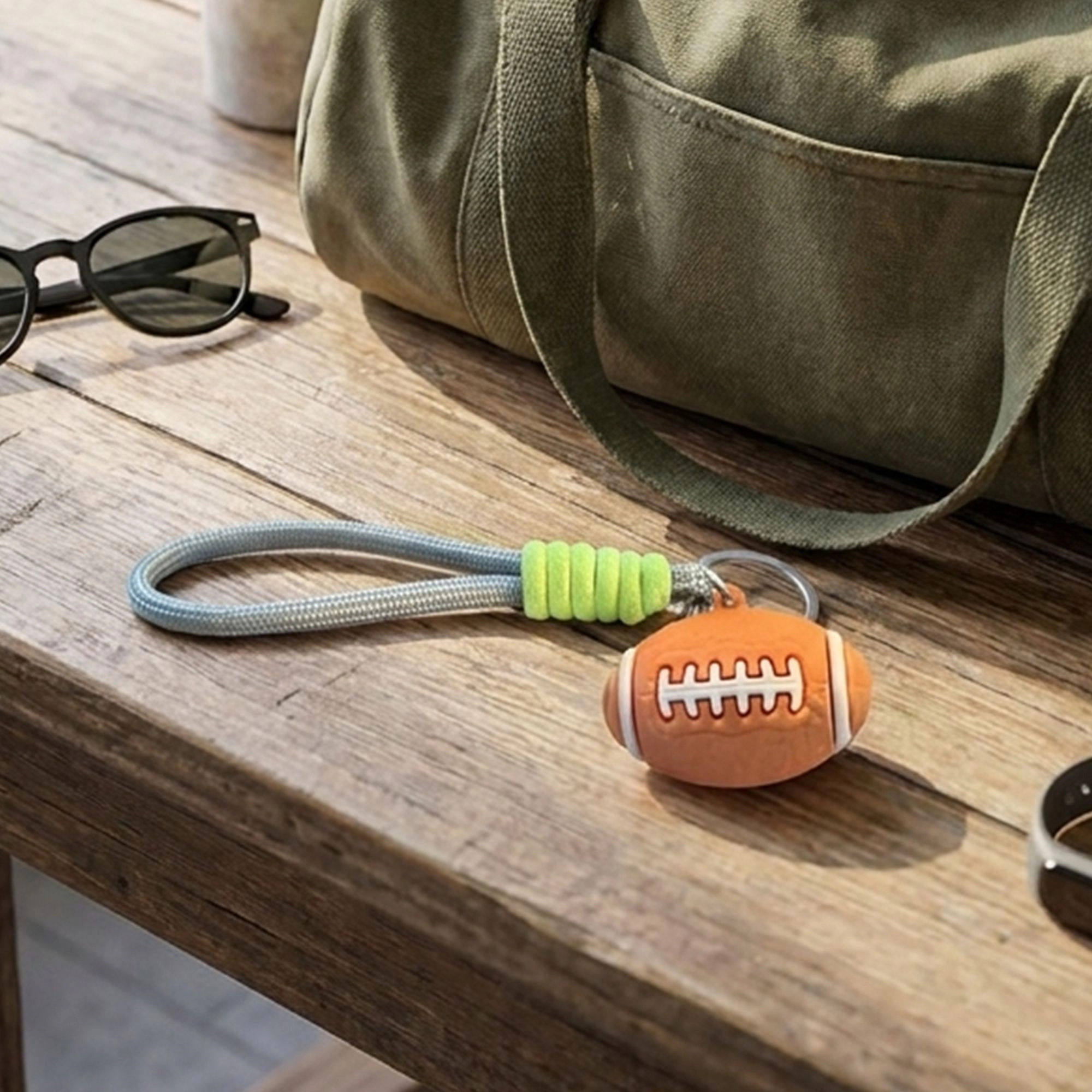 Alilang Women's 2 Pack Sports Ball Keychains with Wrist Strap and Clip Ring, Gray