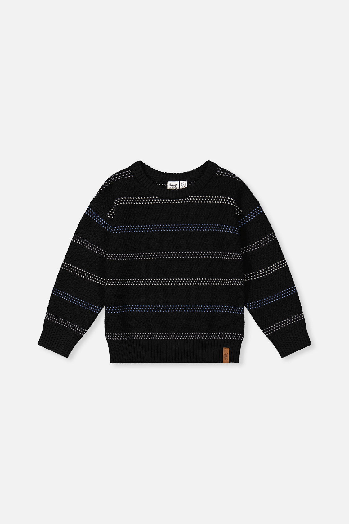 Deux par Deux Boys Striped Texture Crew Neck Sweater
