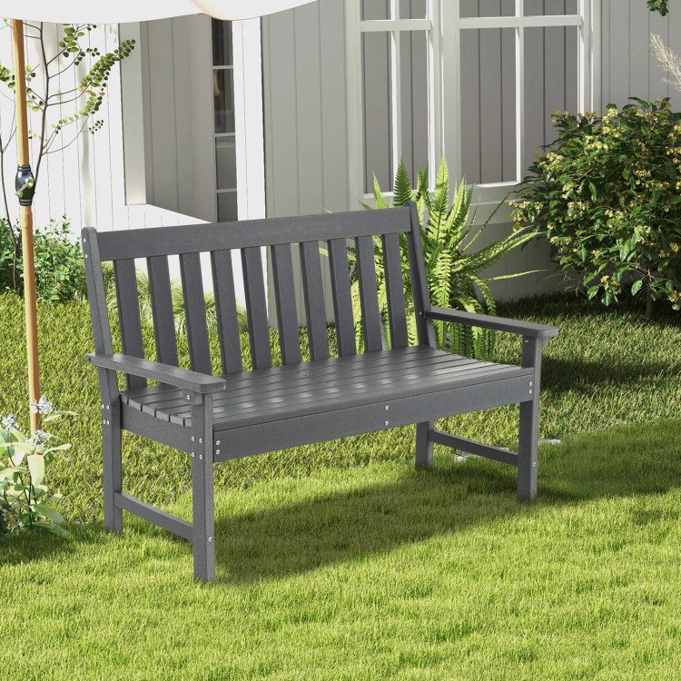 Hivvago 52 Inch All-Weather Hdpe Outdoor Bench With Backrest And Armrests