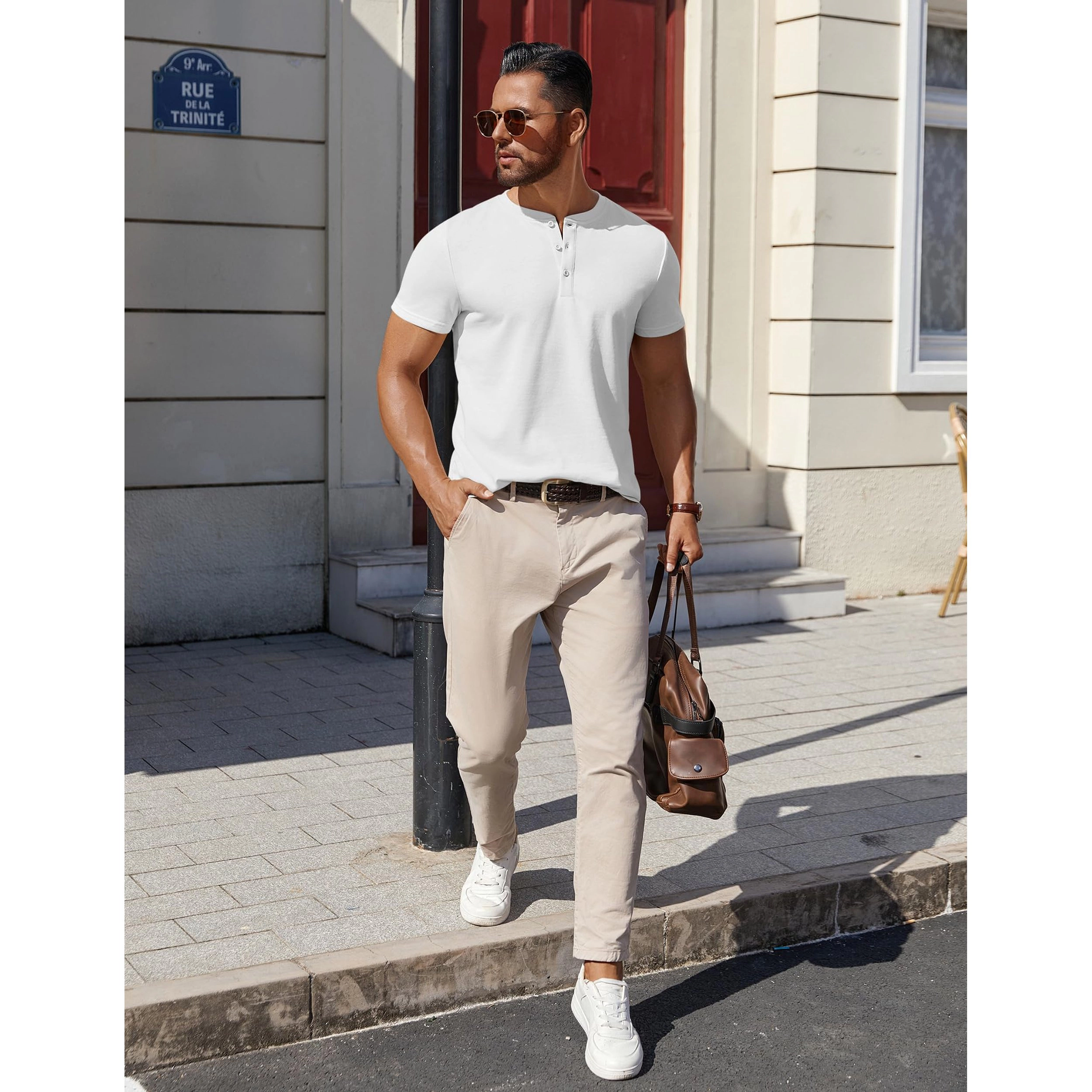 COOFANDY Men's Regular Fit Short Sleeve Henley Shirt
