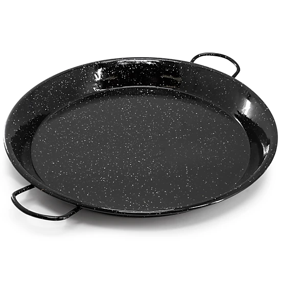 Oster Castillo 15 Inch Enameled Steel Paella Pan in Speckled Black