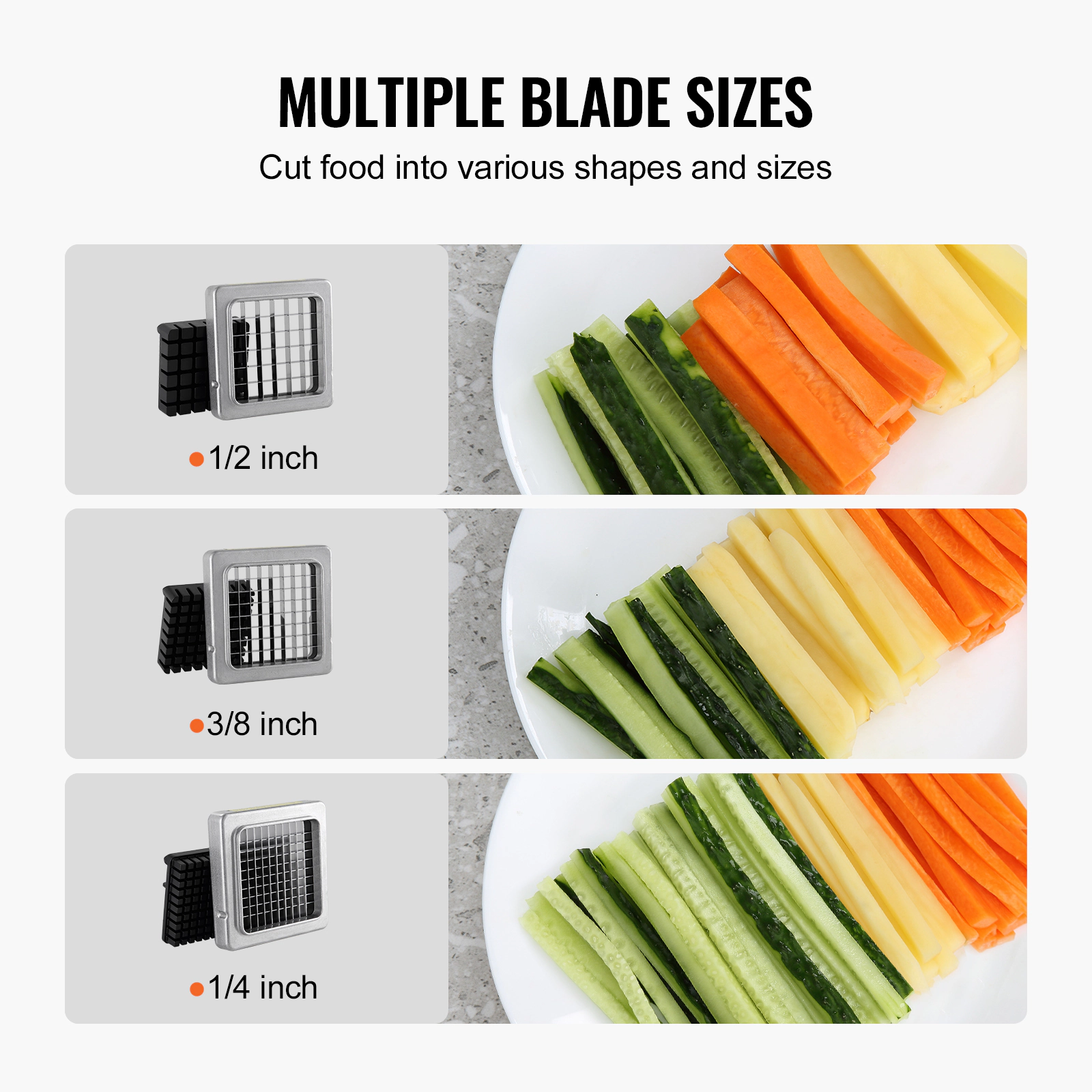 HONGGE French Fry Cutter, Potato Slicer with Stainless Steel Blades, Manual Potato Cutter Chopper with Suction Cups