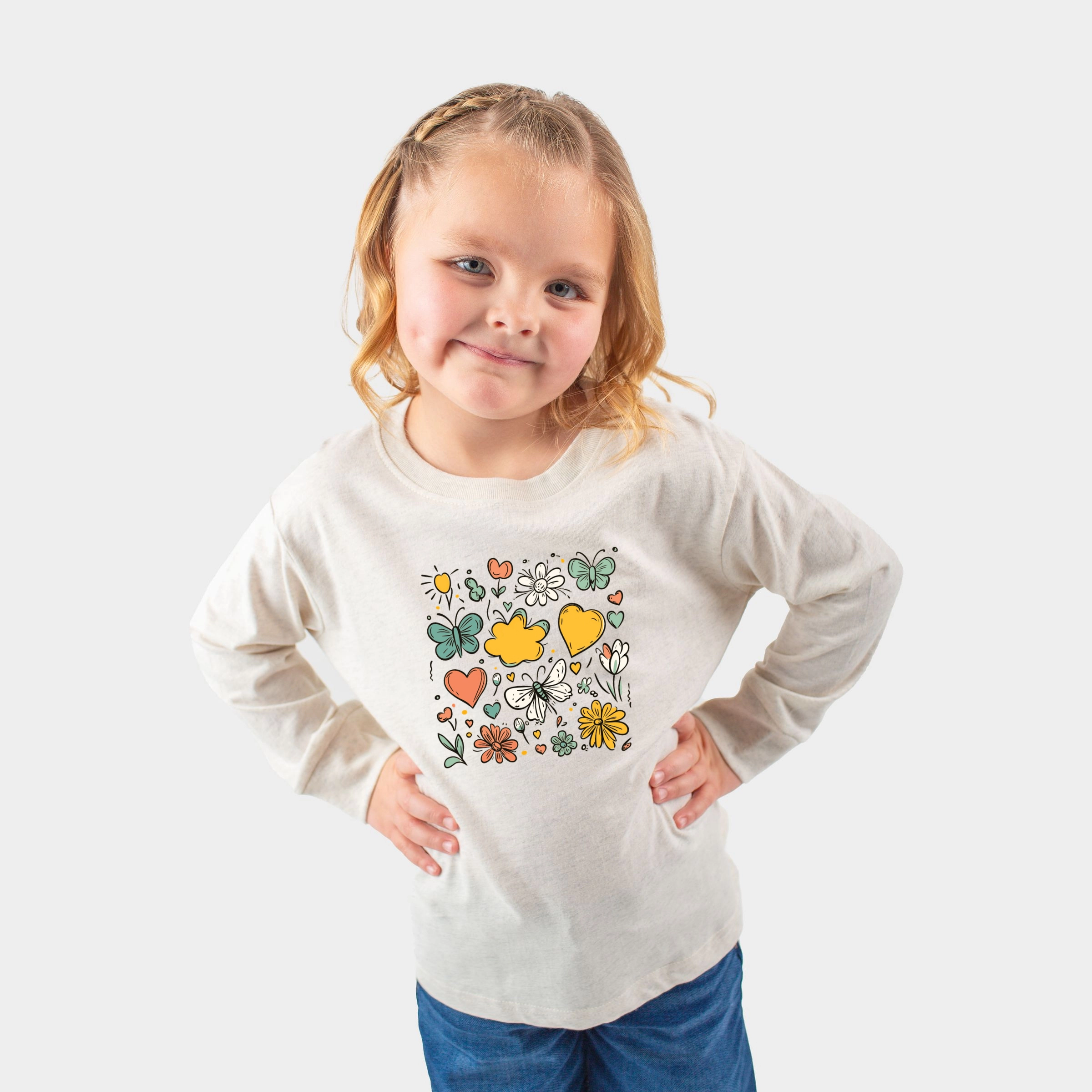 The Juniper Shop - Toddler Long Sleeve Graphic Tee Flowers and Butterflies