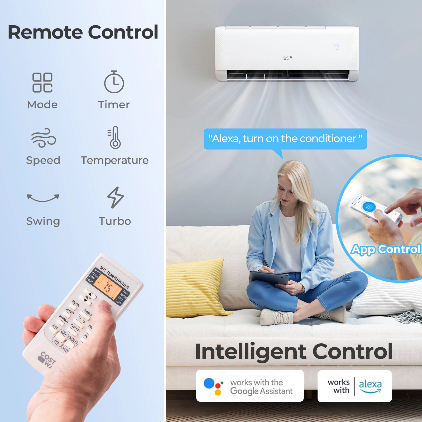 LJG Airtural Series 12000 BTU 115V 22 SEER2 WiFi Enabled Mini Split Heat Pump