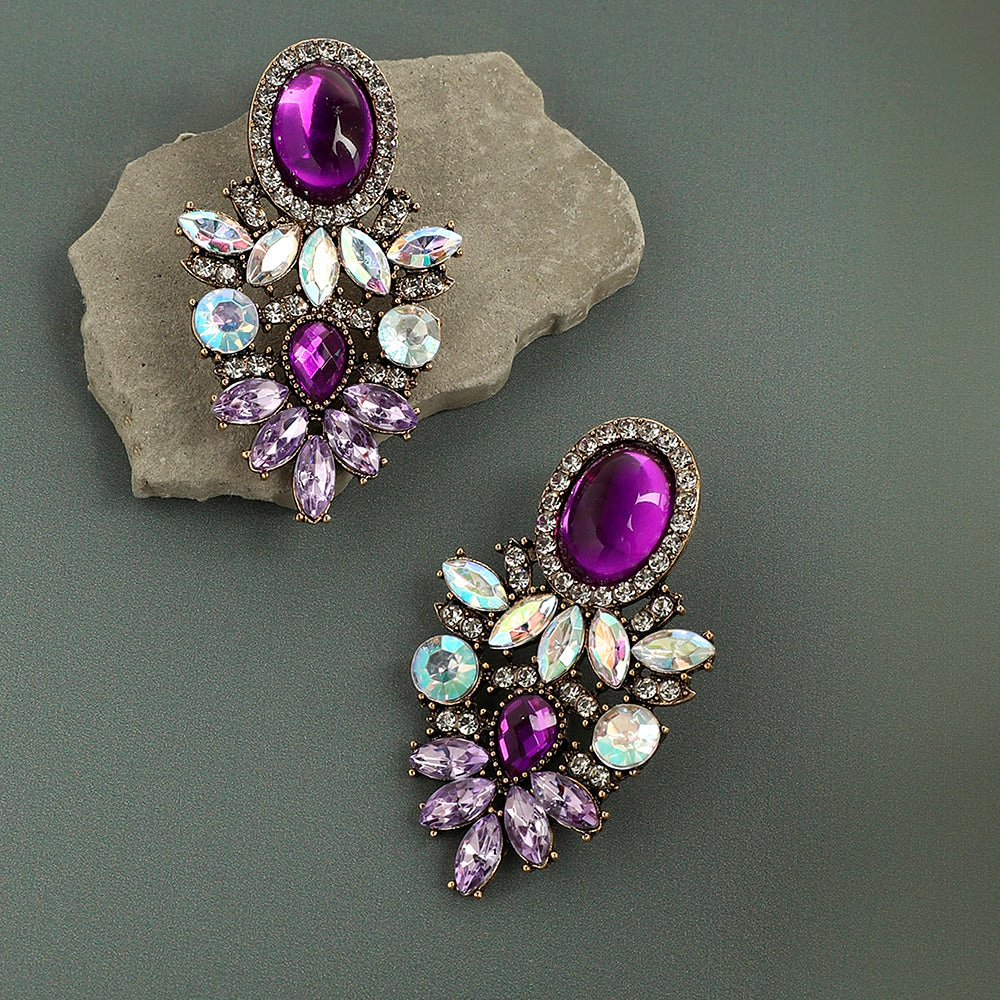 SOHI Women's Shimmering Rhinestone Statement Dangling Drop Earrings