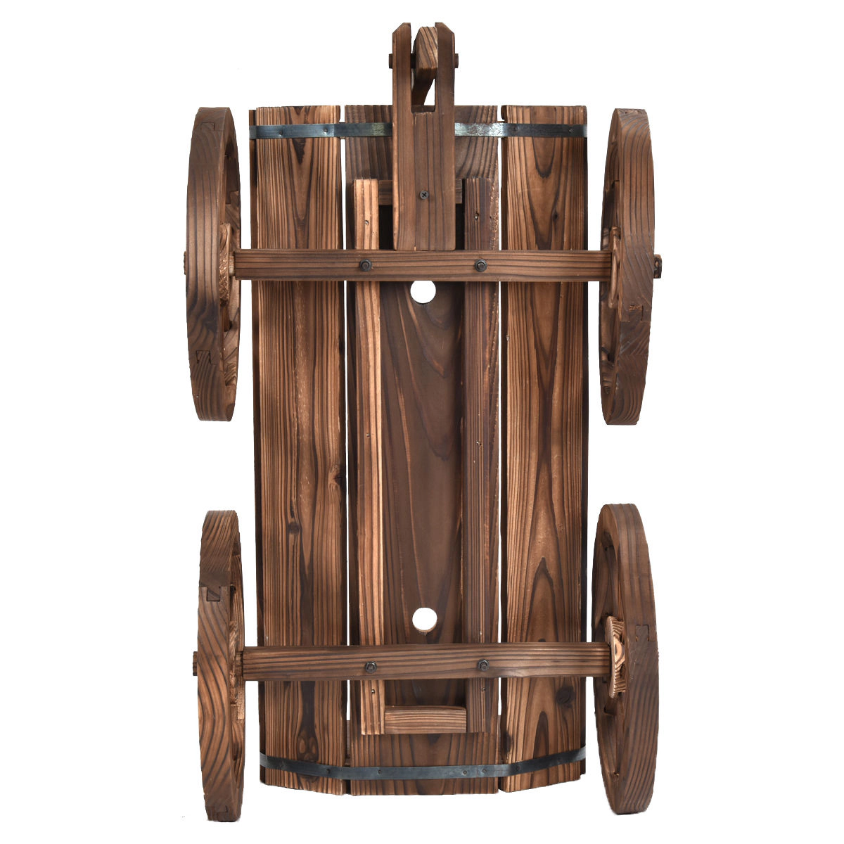 Slickblue Wooden Wagon Planter Box with Wheels Decorative Flower Pot Stand