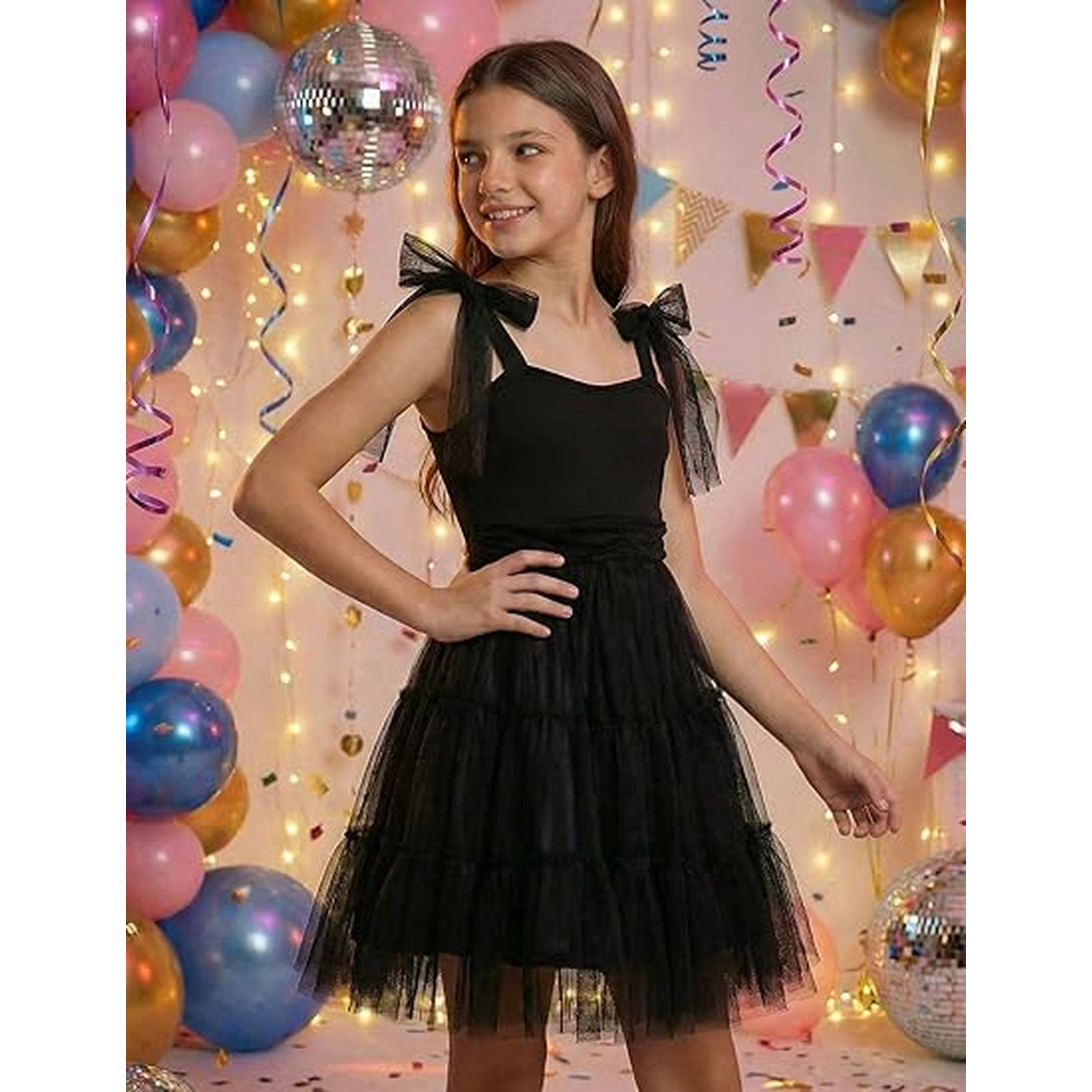 Arshiner Girls Dresses Summer Sleeveless Bowtie Straps Formal Fancy Party Birthday Tulle Dress