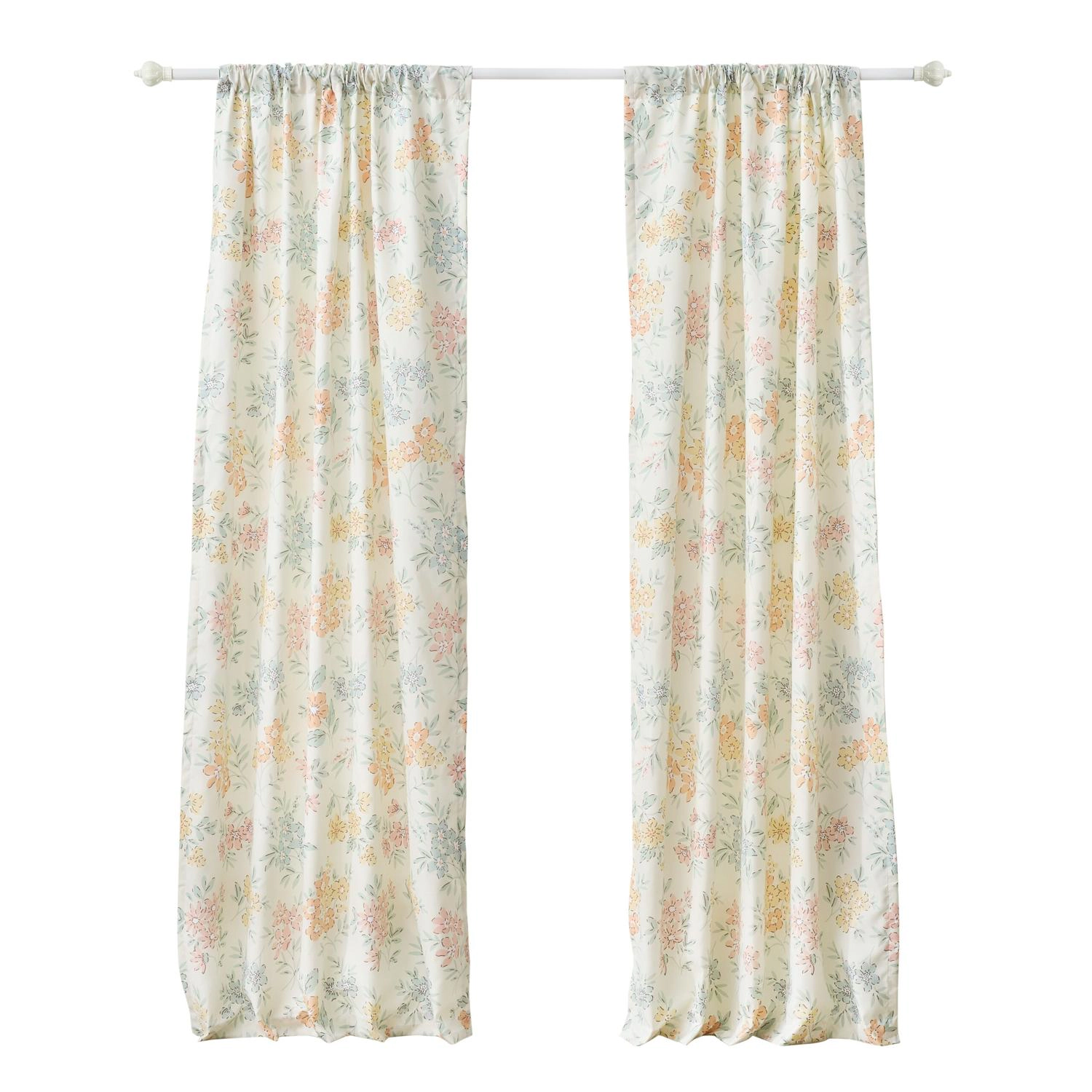 Greenland Home Fashions Chloe Light Filtering Semi Sheer 3" Rod Pocket Window Panel Pair 42" x 84" Pastel