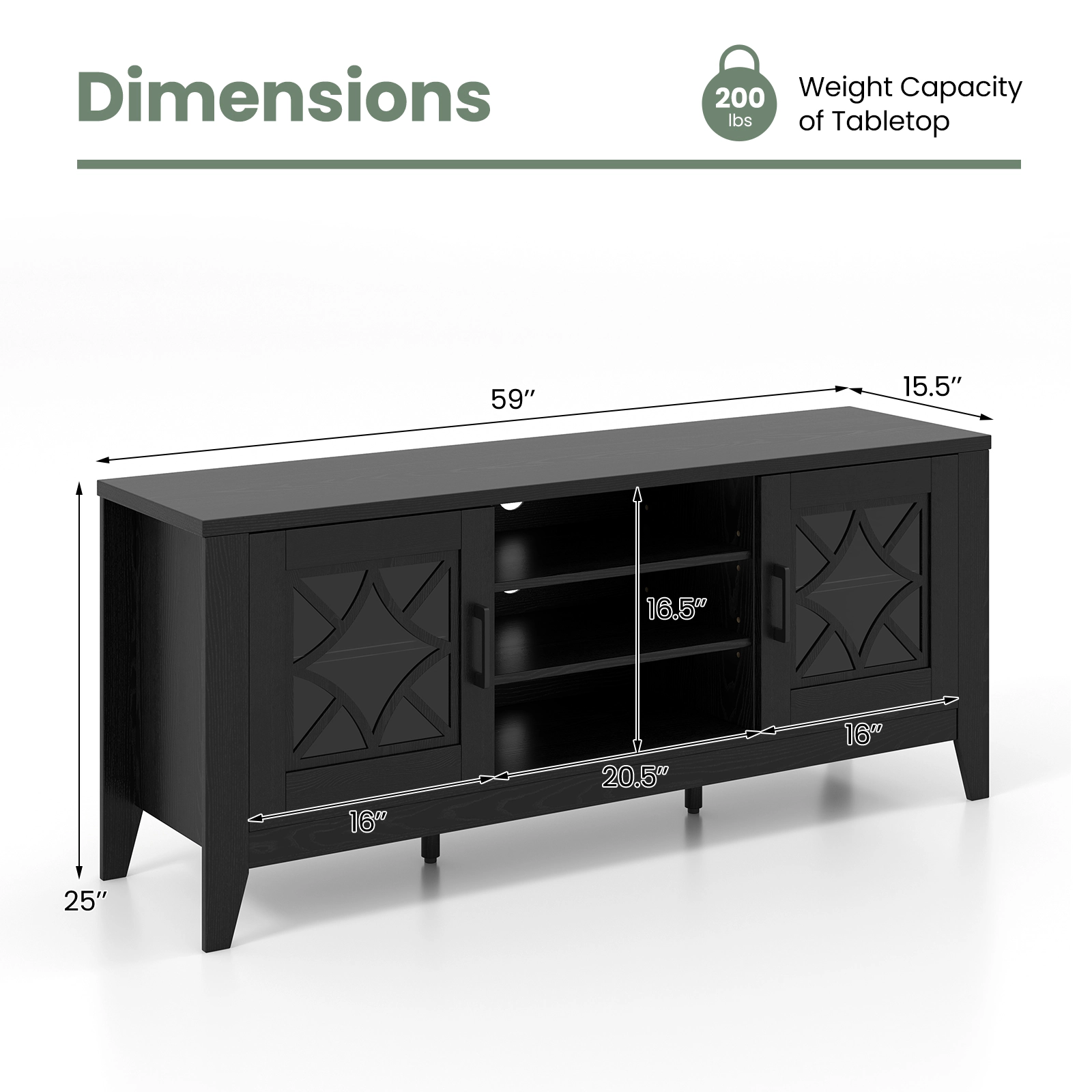 Hivvago Farmhouse TV Stand for TVs Up to 65 Inches 4 Adjustable Shelves