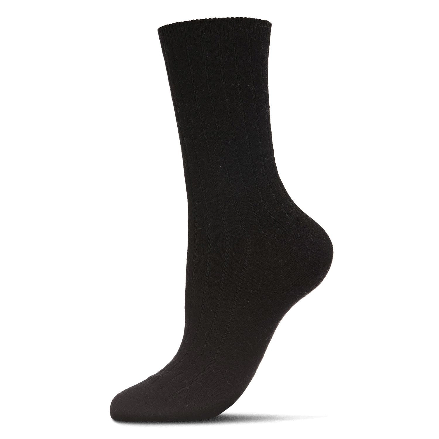 MeMoi Women's Soft Solid Luxe Ribbed Cashmere Blend Crew Socks
