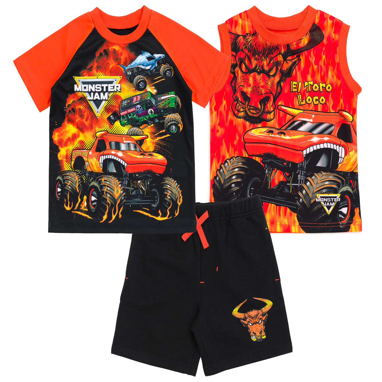 Monster Jam Boys' Athletic T-Shirt Tank Top and Shorts Set