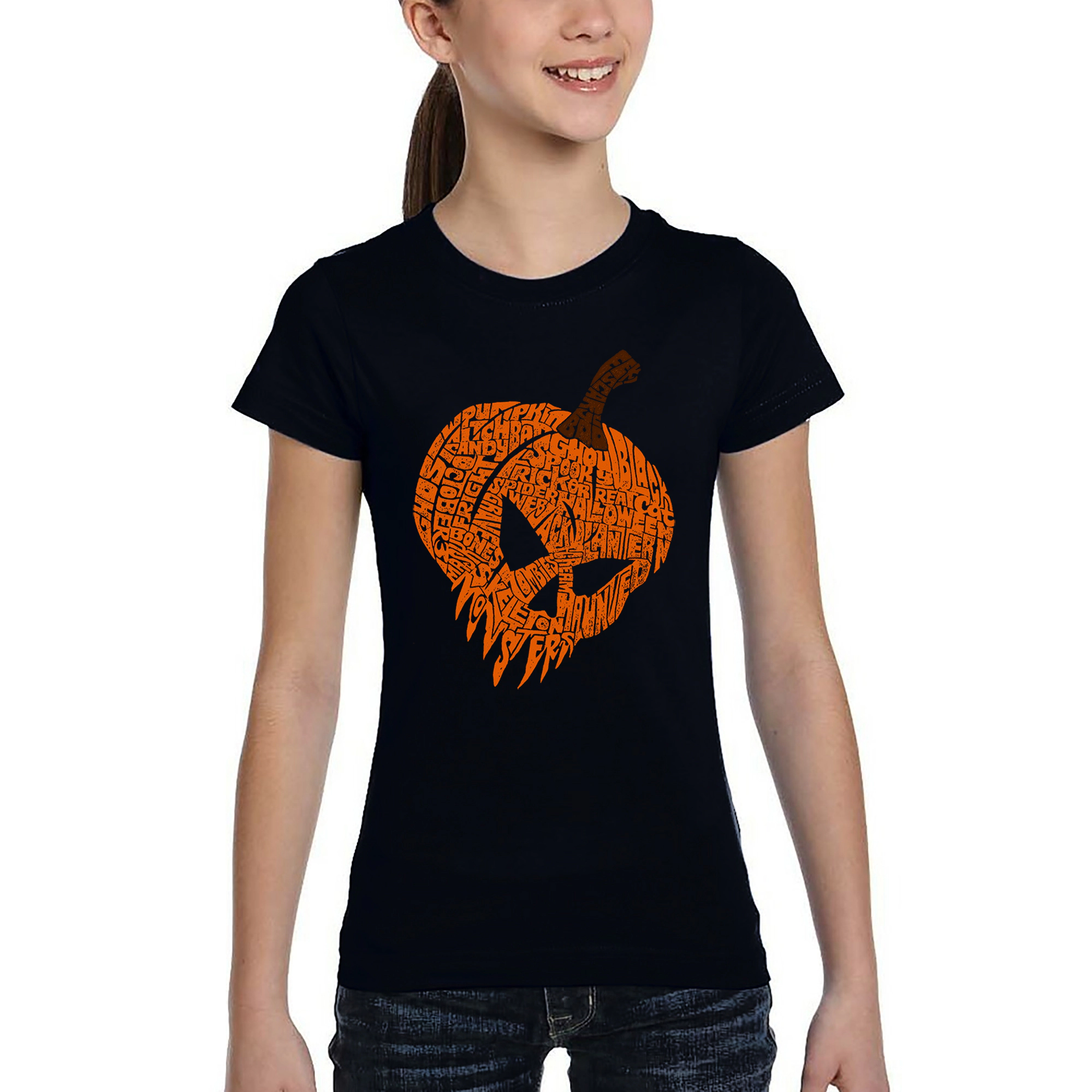 LA Pop Art Girls Word T-Shirt - Evil Pumpkin