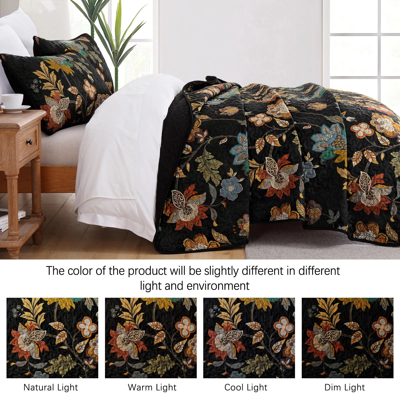 PUPWE Flquilt Set Queen  Modern Farmhouse Botanical Bedspread