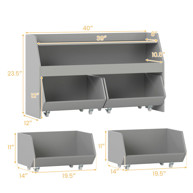 Hivvago Kids Toy Storage Organizer with Movable Drawers