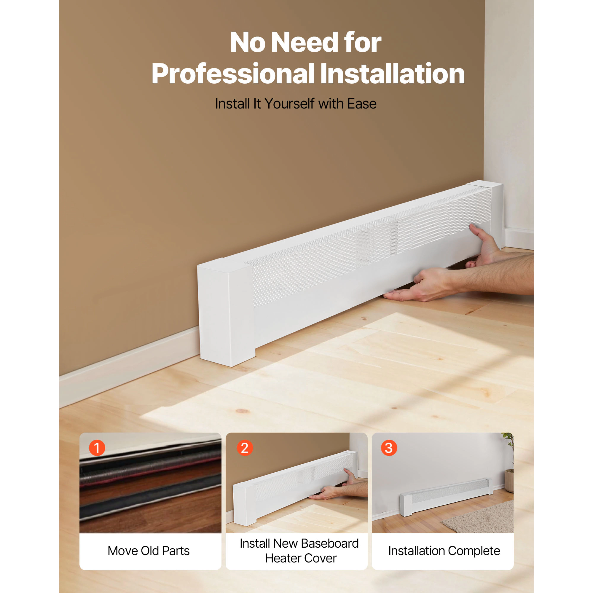 HONGGE Baseboard Heater Covers Basic Series Standard Electric Heating Unit Front Cover for Home Improvement Heavy-duty