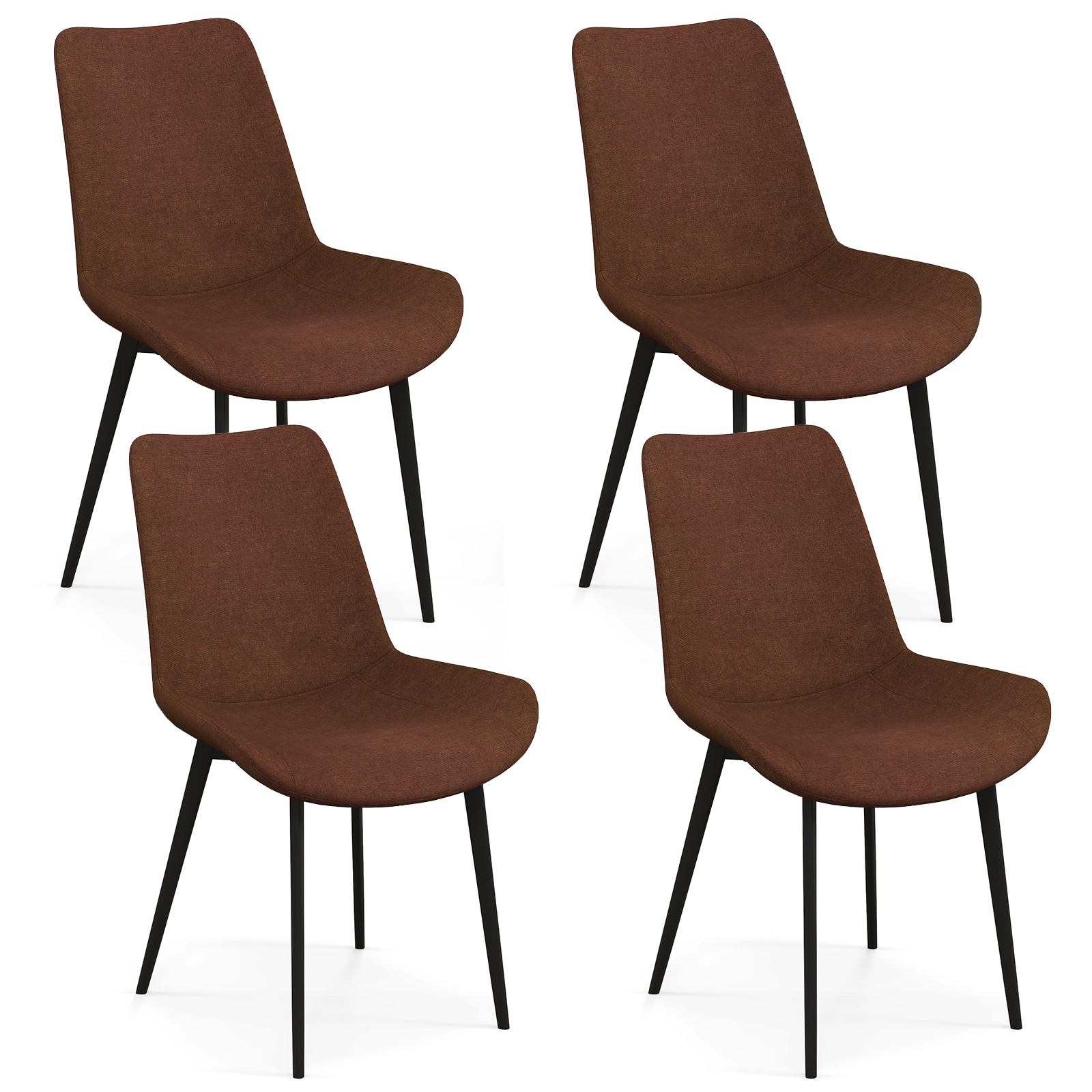 LJG Set of 4 Dining Chair Upholstered with Metal Legs and Padded Backs
