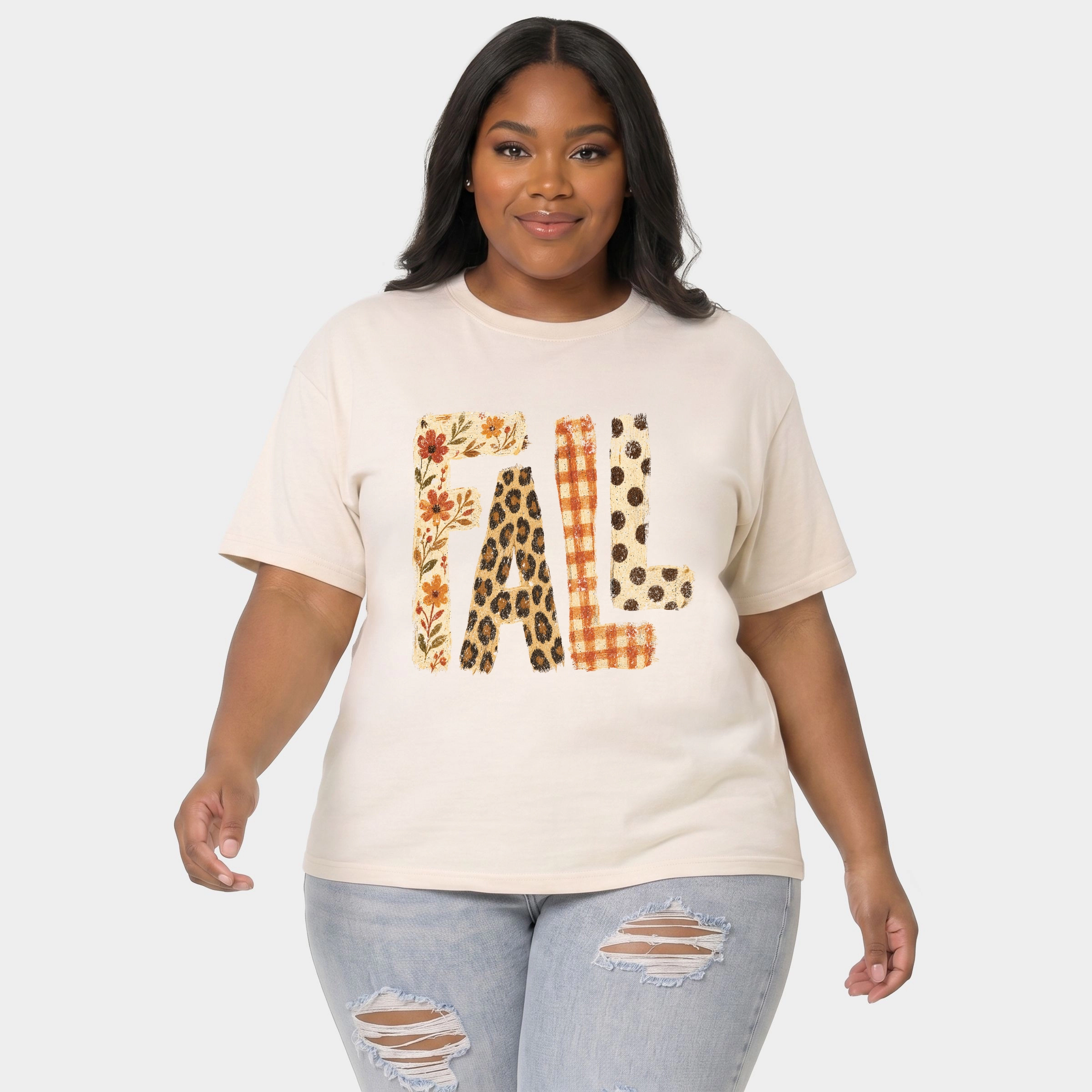 Simply Sage Market - Women's Plus Garment Dyed Tee Fall Bold Patterns