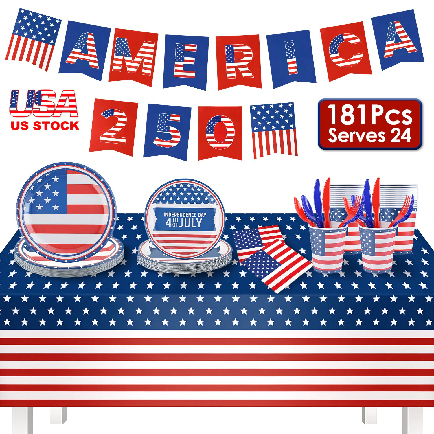 NEW Home Unisex Disposable 4th Of July Party Supplies