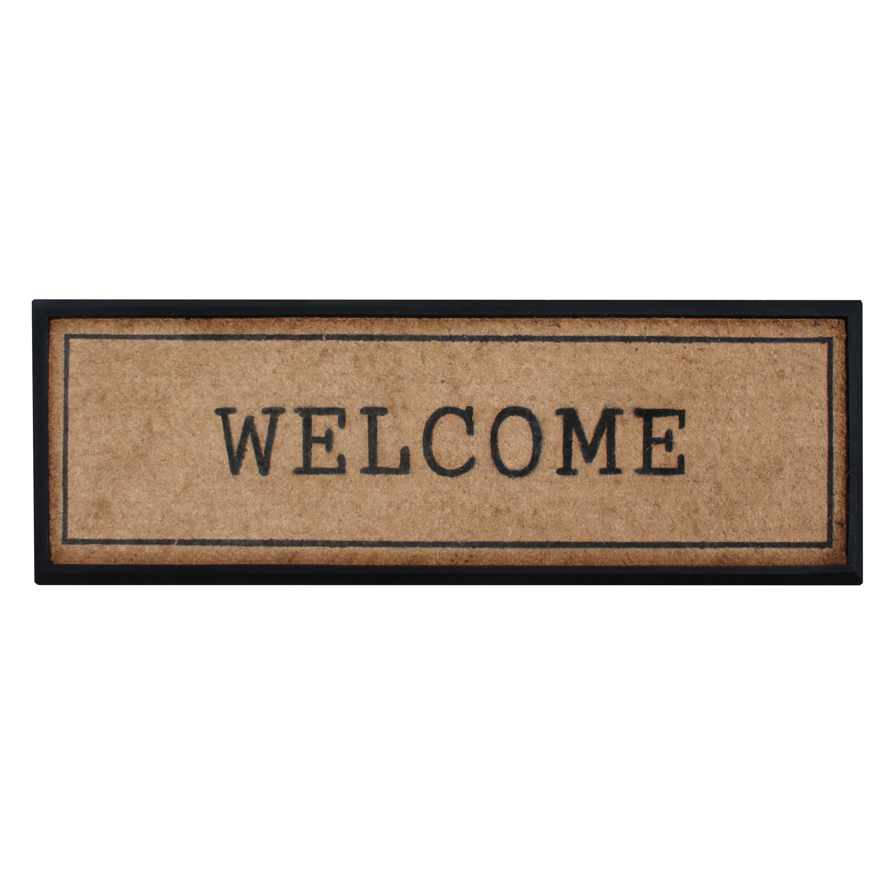 A1HC Coir and Rubber Door Mat 48x18 Inches Heavy Duty Durable Low-Profile Welcome Black Border