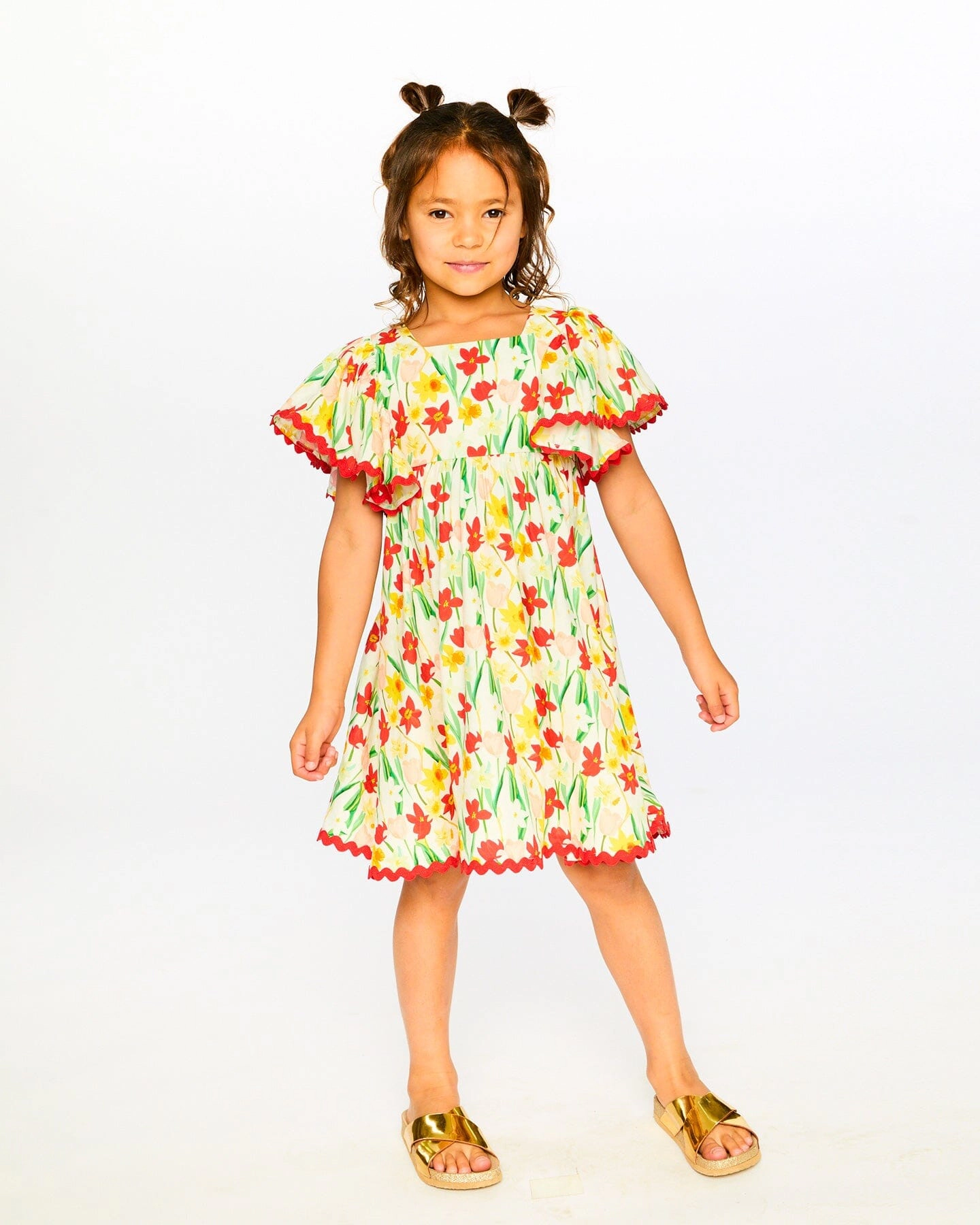 Deux par Girls Viscose Dress Daffodil Print