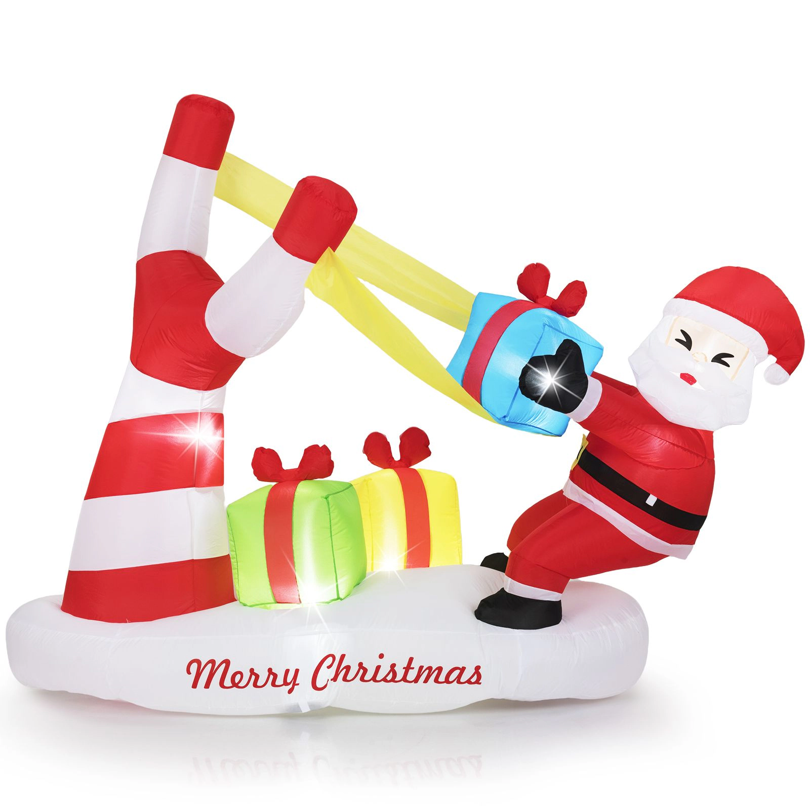 SlickBlue Unisex 7 Feet Christmas Inflatable Santa Slingshot Decor