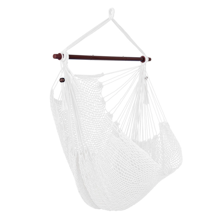 Hivvago Caribbean Hammock Chair With Metal Spreader Bar Woven Rope Swing