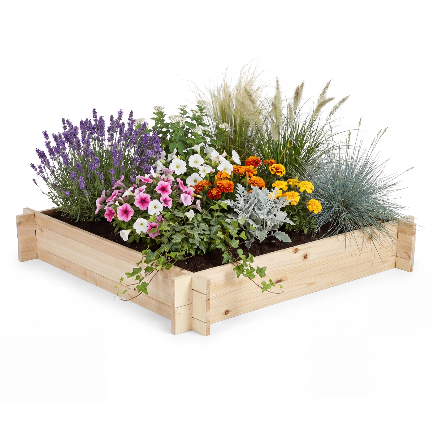 LJG 39.5" x 39.5" Square Wooden Raised Garden Bed