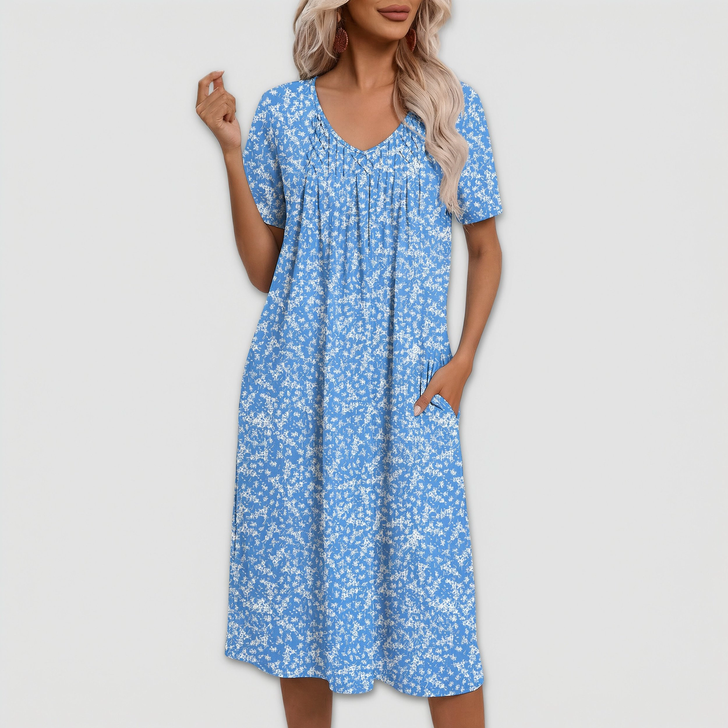 Ekouaer House Dress for Womens Pleated Night Gowns Mumu Dresses Nightgown Loose