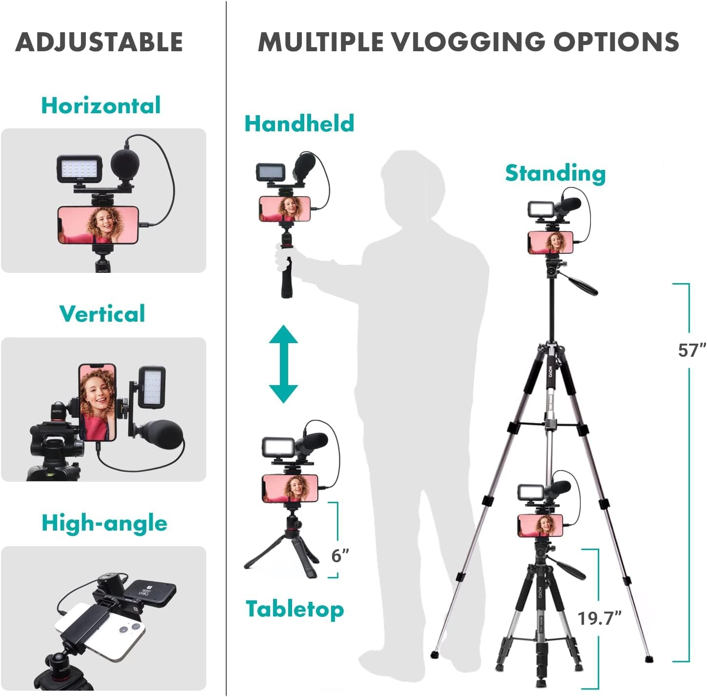 Movo iVlogger Vlogging Kit for iPhone with Fullsize Tripod