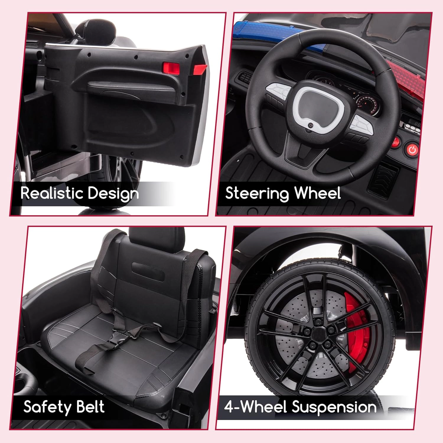 12V Kids Licensed Dodge Challenger Ride-On Car, Electric Vehicles with Remote, LED Lights, Bluetooth & MP3