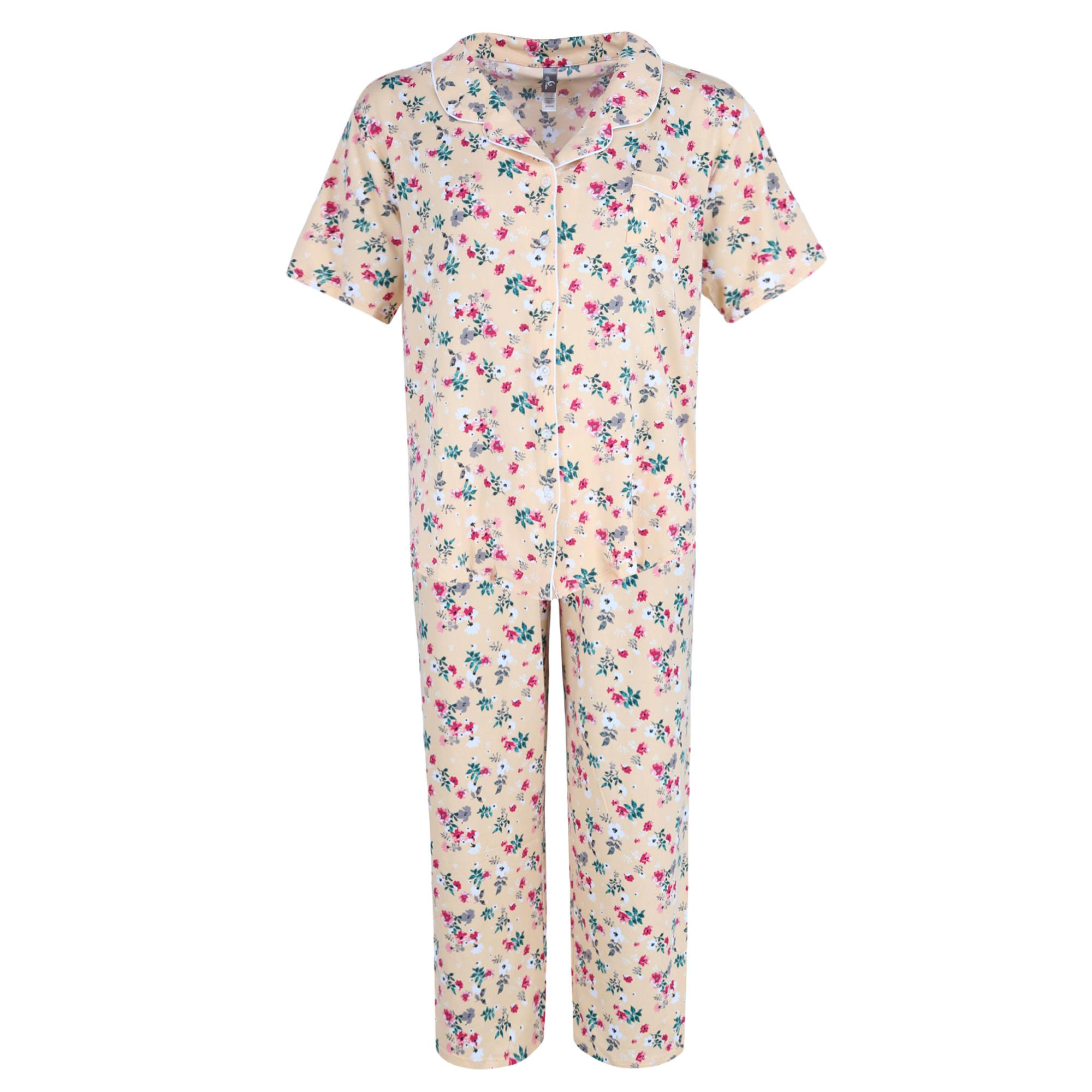 PJ Couture Women's Plus Size Floral Capri PJ Set
