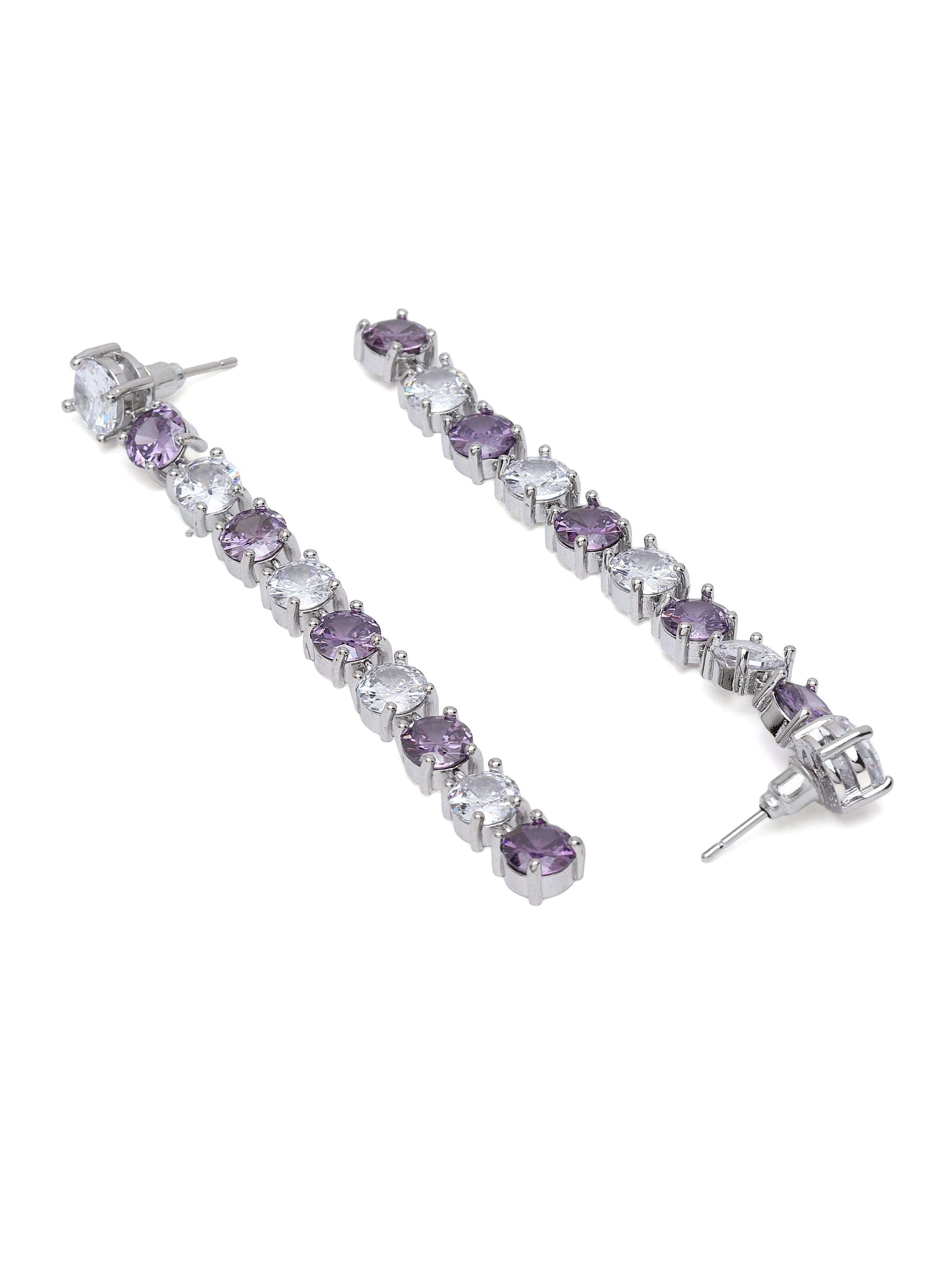 AGP PARIS Womens Graduated Crystal Line Drop Earrings