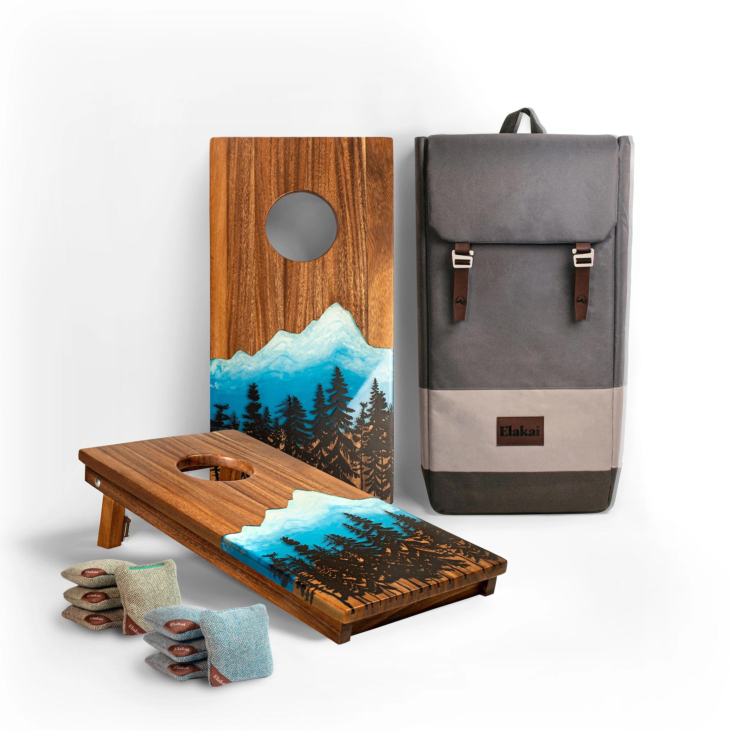 Elakai 1ft x 2ft Orange Mountain Epoxy Resin Wood Compact Travel Cornhole Boards