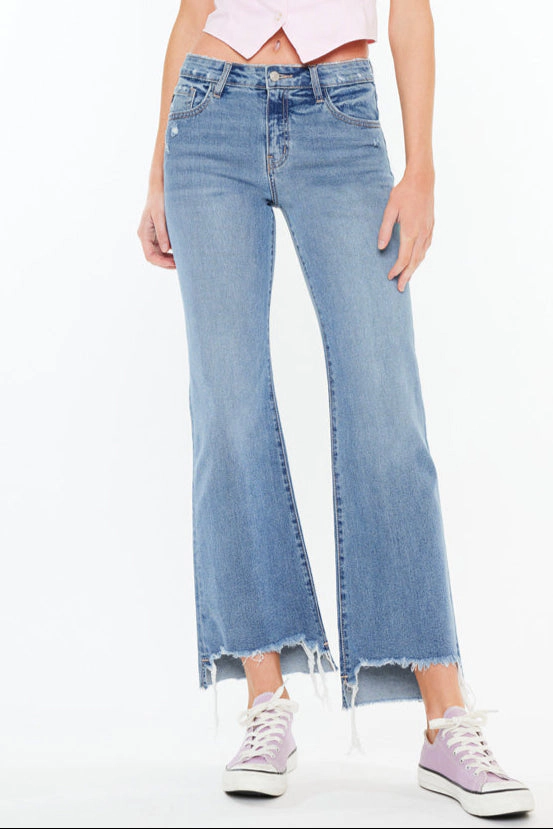 KanCan Women's Essentials High Rise Wide Flare Jeans Gwen