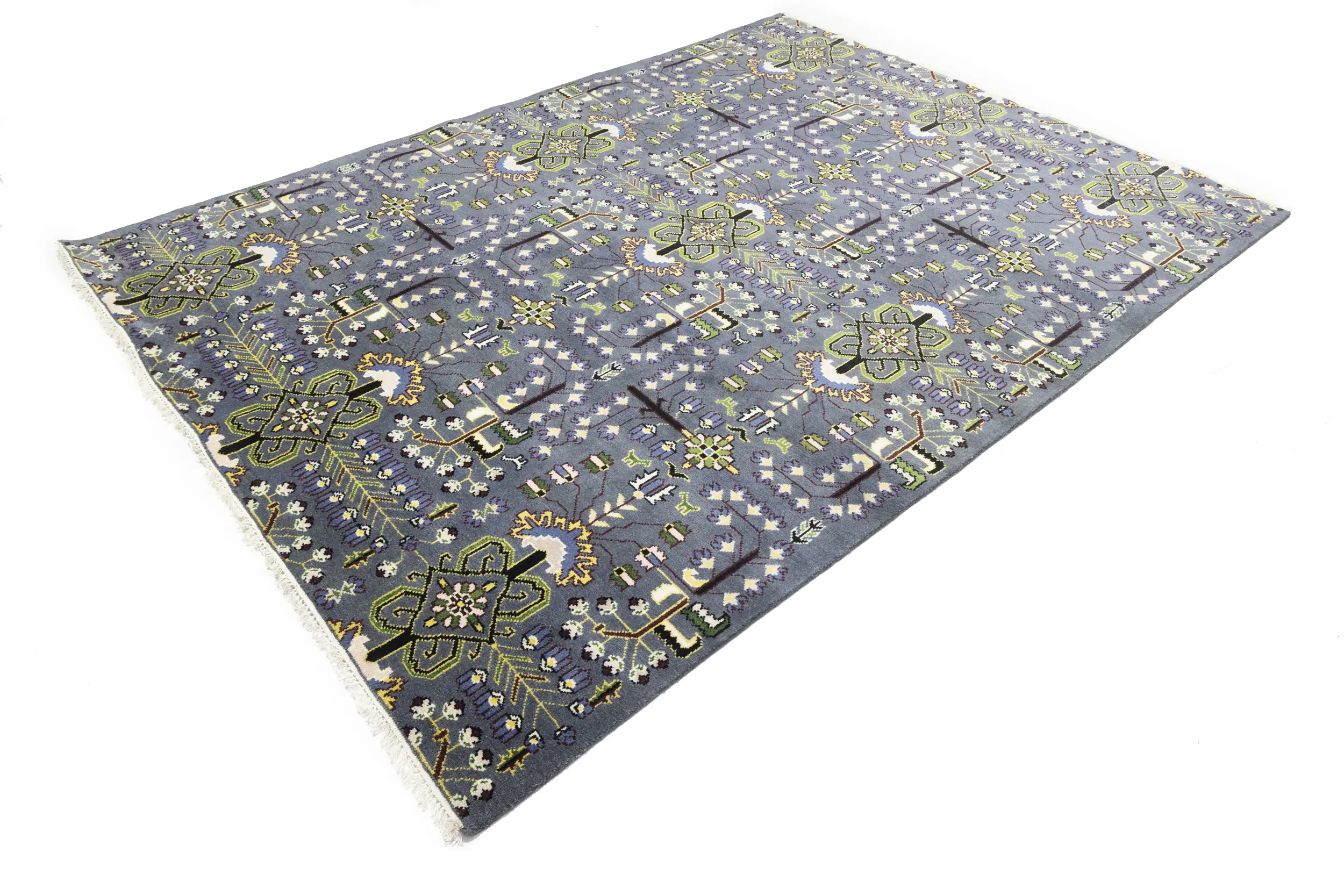 Magic Rugs 9'0 X 12'0 Hand Knotted Tribal Gray Floral Oriental Wool Rug