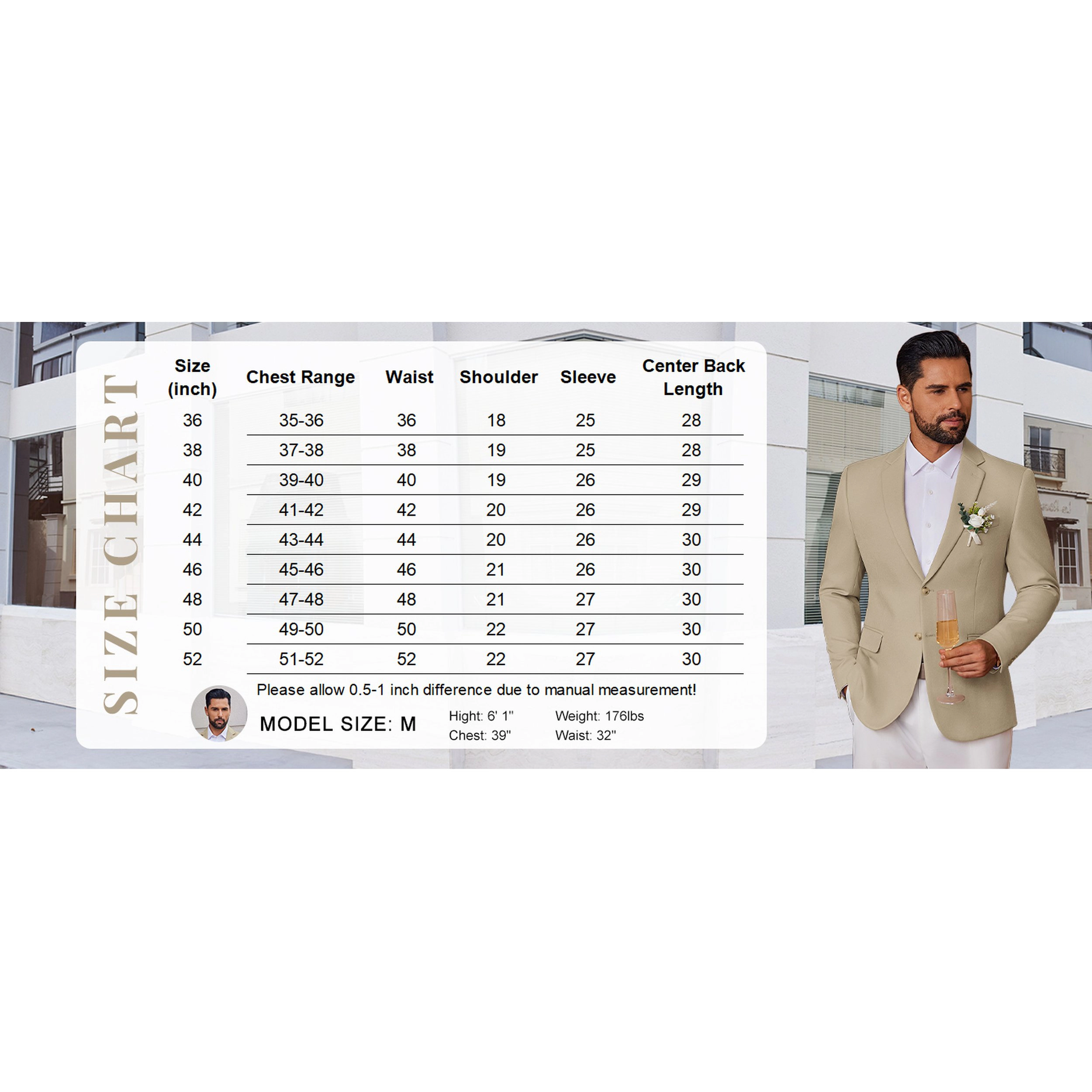 COOFANDY Men's Slim Fit Two Button Notch Lapel Casual Blazer Sport Coat Suit Jacket