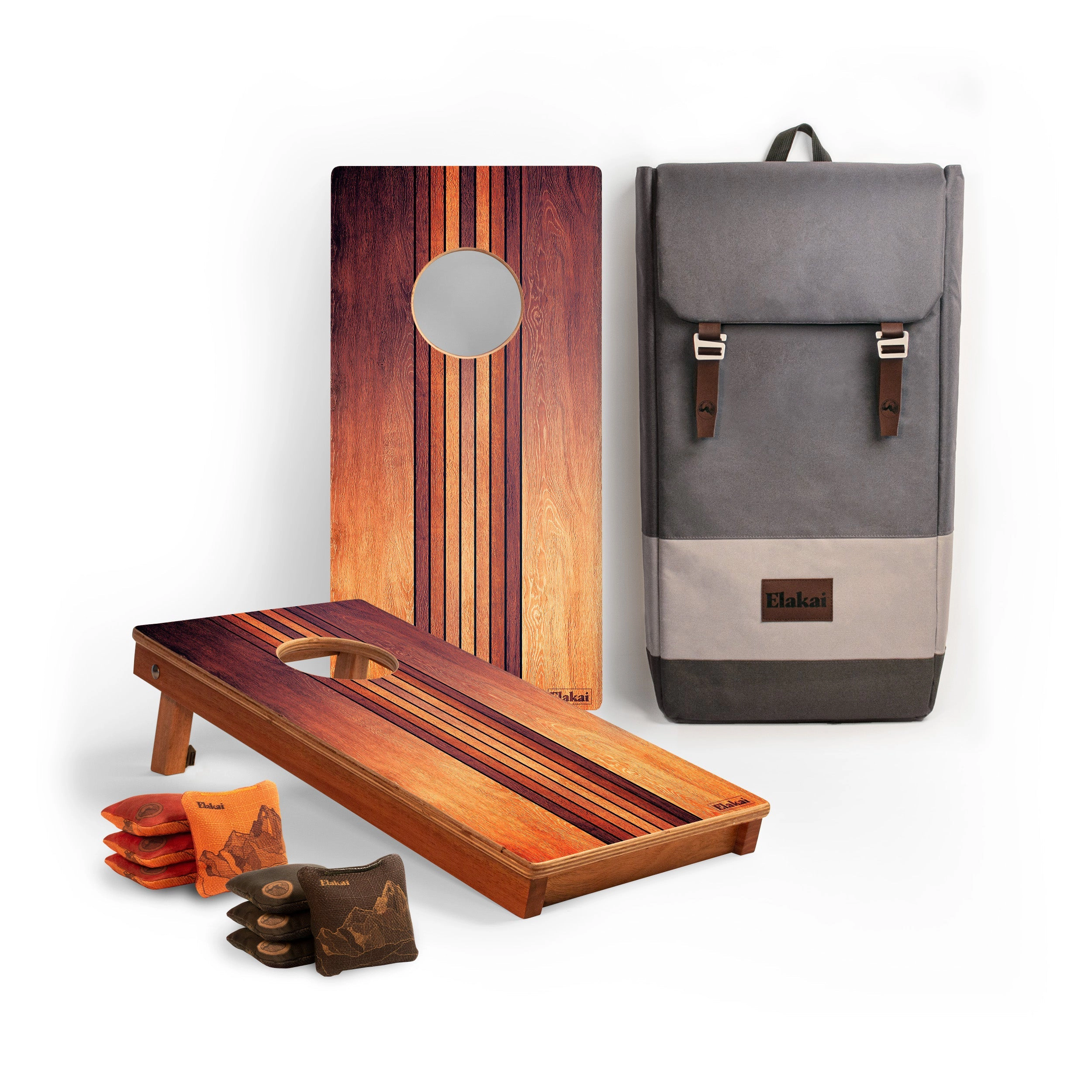 Elakai 1ft x 2ft Retro Woody Mahogany Pathfinder Cornhole Board Set