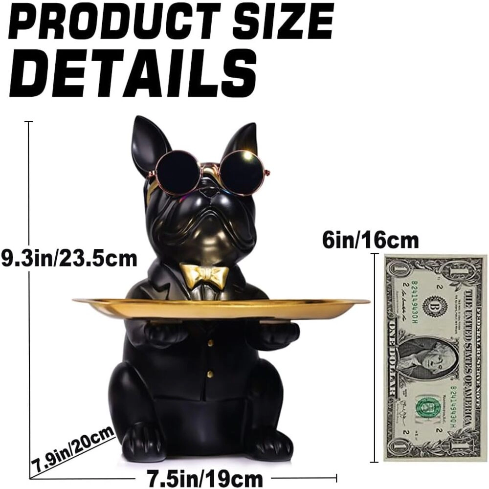 Novsight Trading Unisex French Bulldog Statue Tray Organizer