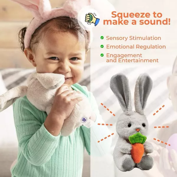 Sperric Easter Plush Bunny & Easter Egg Plush Basket Toy Set - Cute Stuffed Plush Bunny & Easter Basket Plush with Eggs