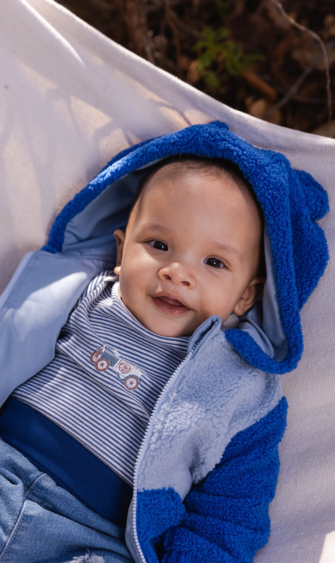 Deux par Boys Sherpa Bear Ear Hooded Zip Jacket