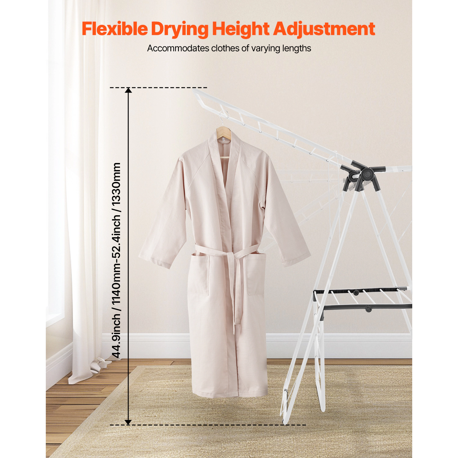 HONGGE 2-Tier Foldable Clothes Drying Rack with Sock Clips & Rods