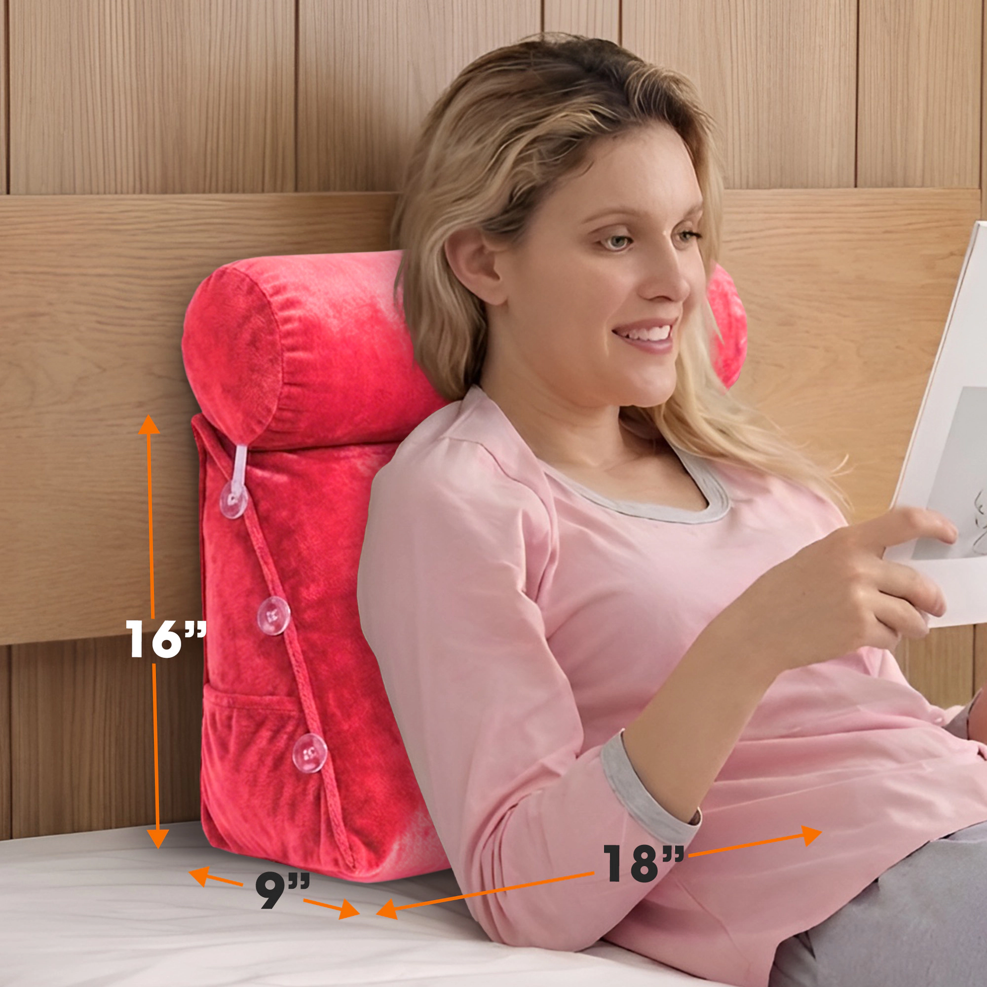 Cheer Collection Adjustable Wedge Reading Pillow with Detachable Bolster and Backrest Support