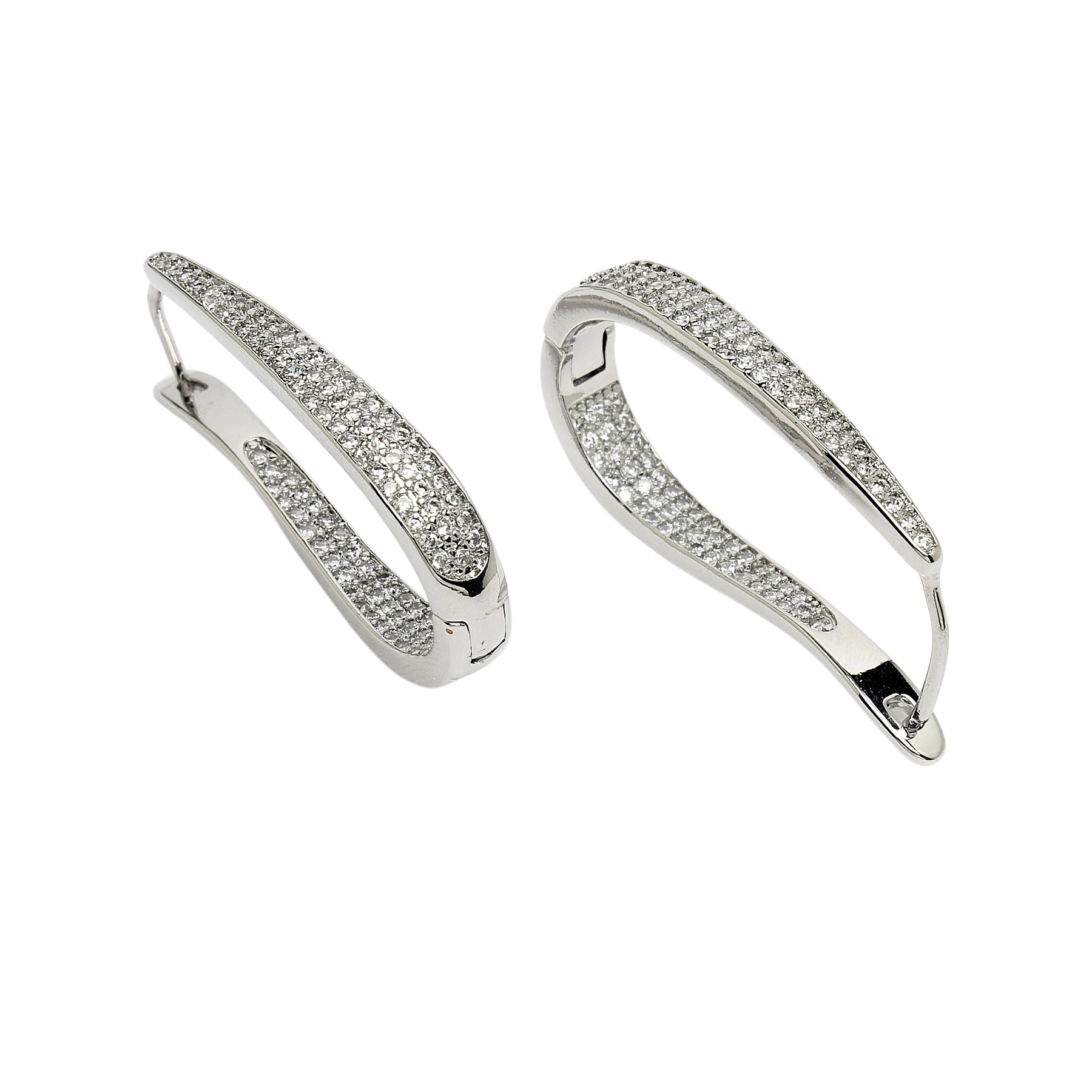 AGP PARIS Womens Diva Collection U-Shaped Zirconia Hoop Earrings