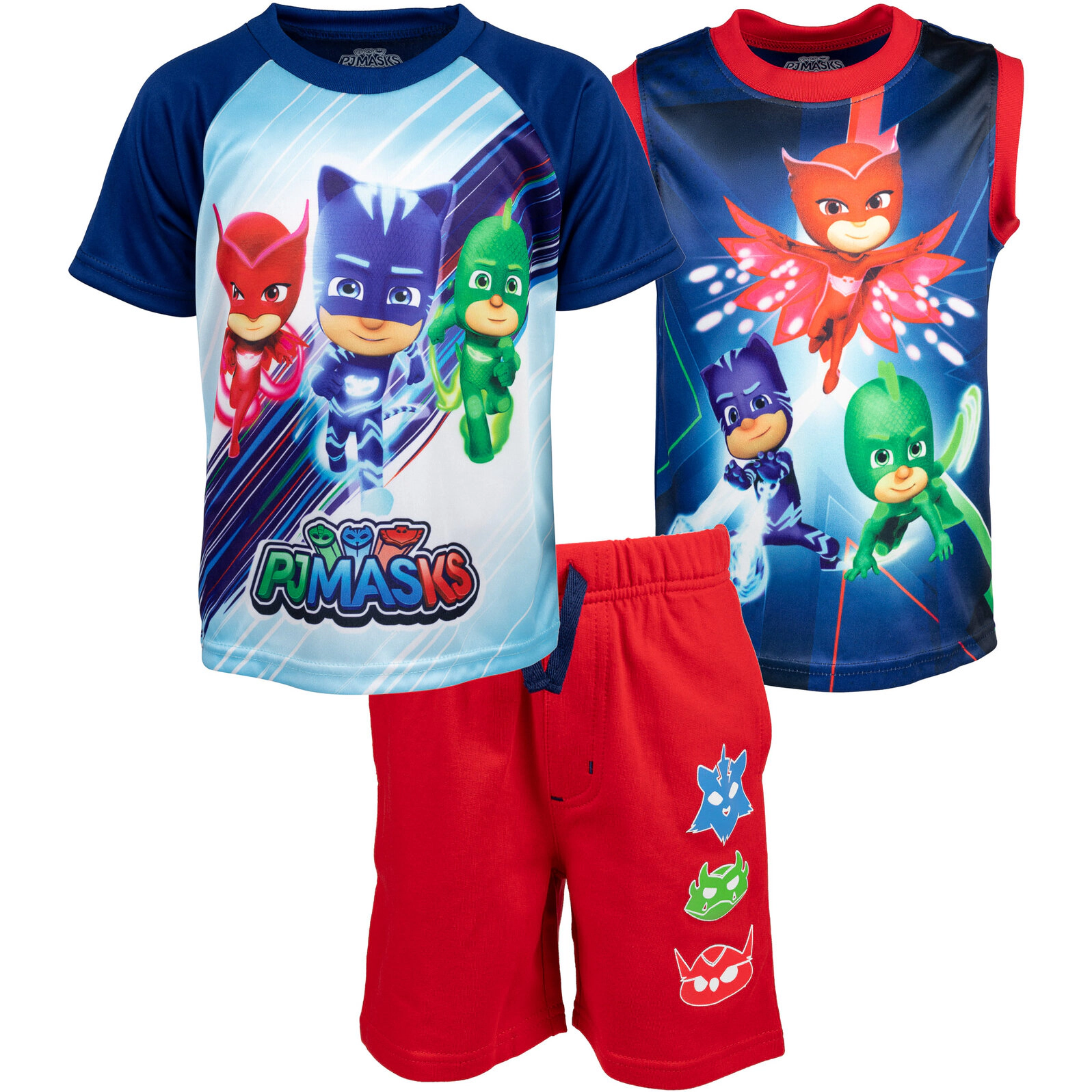 PJ Masks Boys' T-Shirt, Tank and Shorts Set