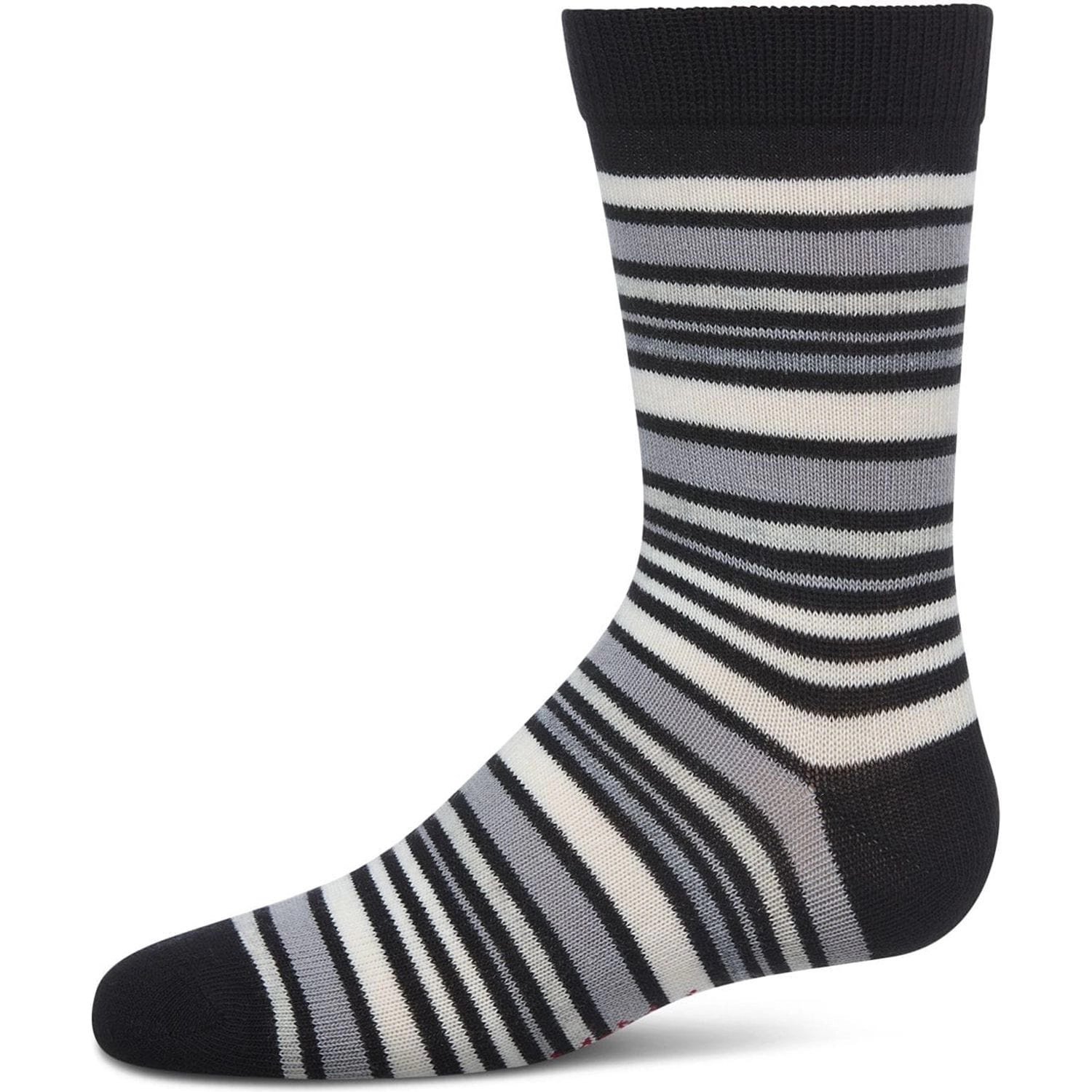 Memoi Kids Boy Multi-Stripe Cotton-Rich Fine-Gauge Crew Sock