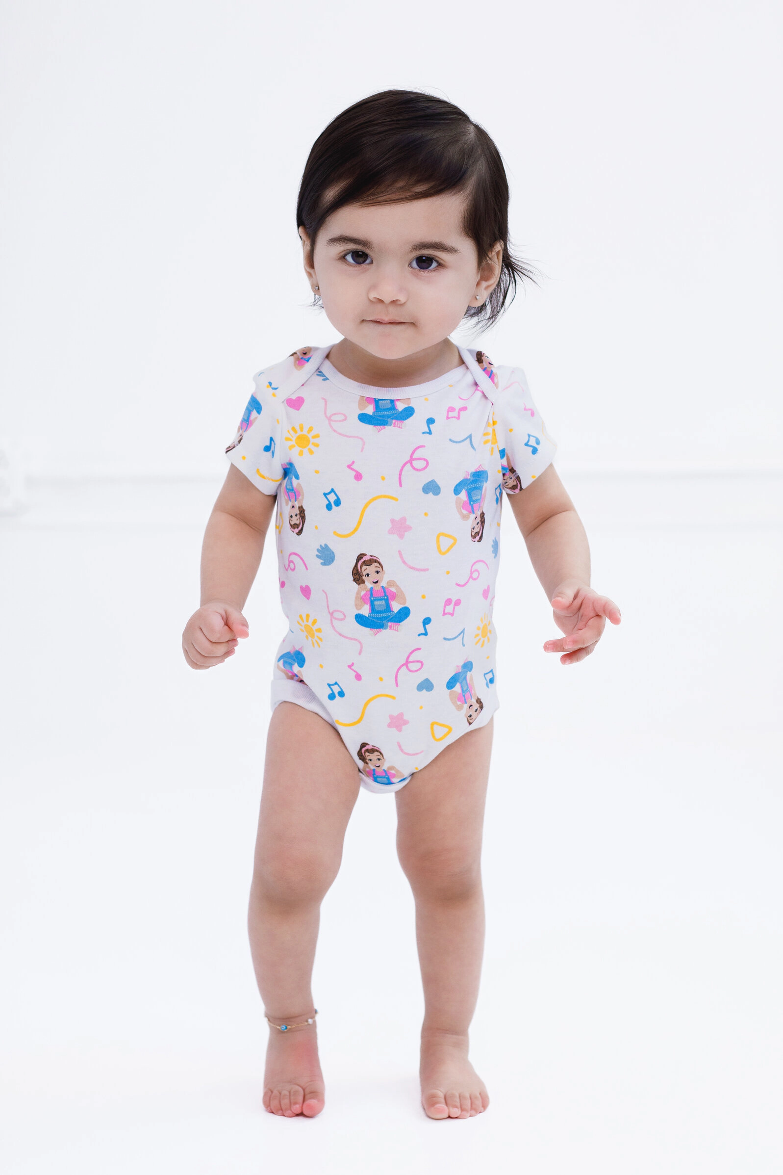 Ms. Rachel Baby Girls' 3-Pack Short Sleeve One Piece Bodysuits